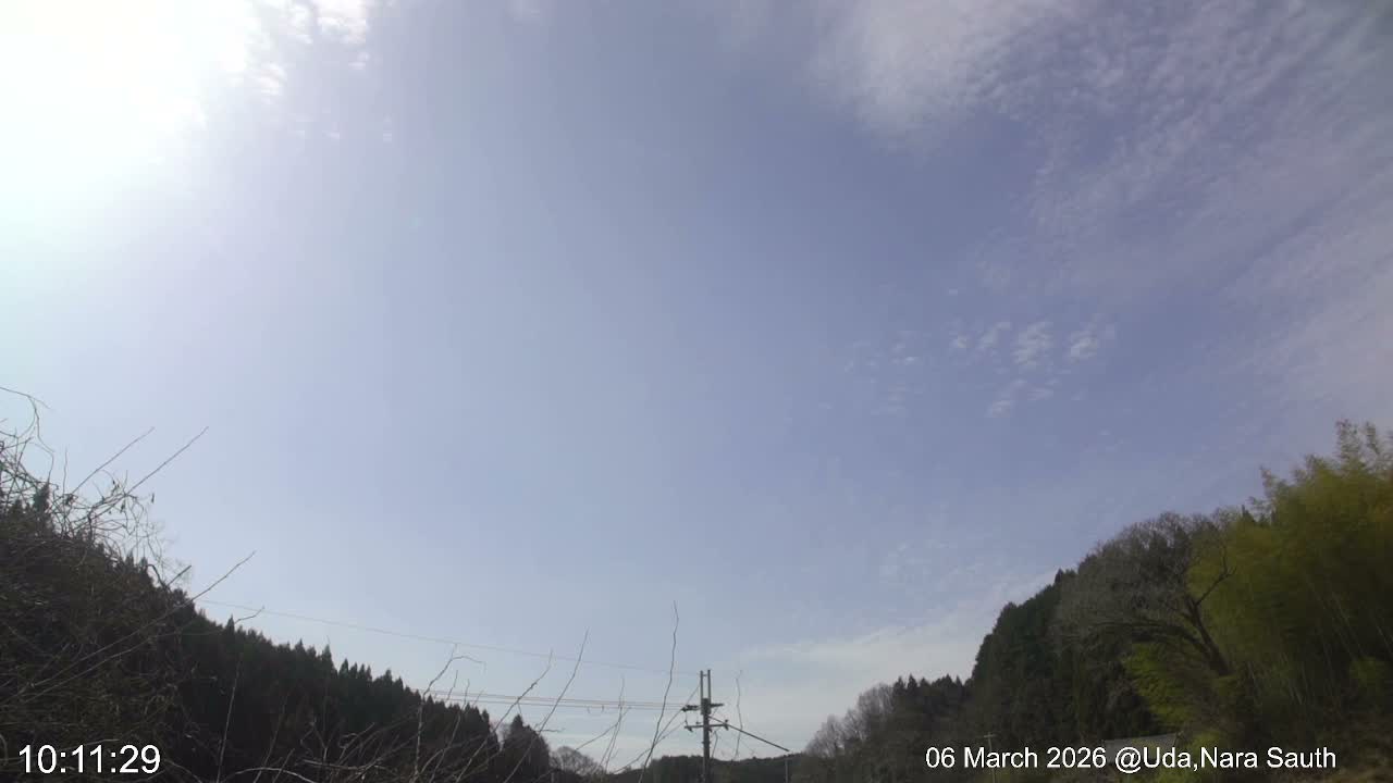 Uda Sky, Star, Meteor Observation toward South ( 宇田の空、星、南の流星観測 ) Live Cam - Muroushimotaguchi, Uda Shi, Nara, Kansai, Honshu, Japan