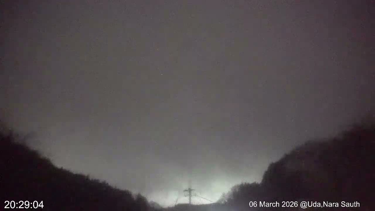Uda Sky, Star, Meteor Observation toward South ( 宇田の空、星、南の流星観測 ) Live Cam - Muroushimotaguchi, Uda Shi, Nara, Kansai, Honshu, Japan