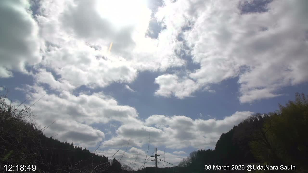 Uda Sky, Star, Meteor Observation toward South ( 宇田の空、星、南の流星観測 ) Live Cam - Muroushimotaguchi, Uda Shi, Nara, Kansai, Honshu, Japan