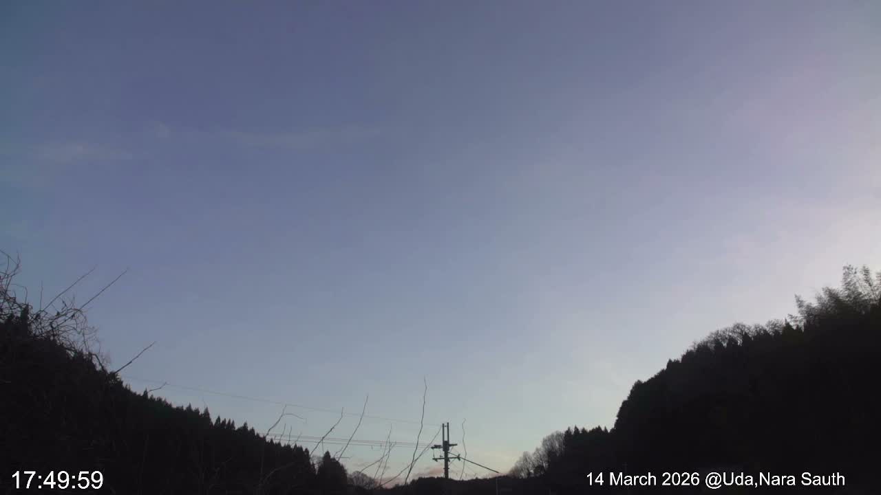 Uda Sky, Star, Meteor Observation toward South ( 宇田の空、星、南の流星観測 ) Live Cam - Muroushimotaguchi, Uda Shi, Nara, Kansai, Honshu, Japan