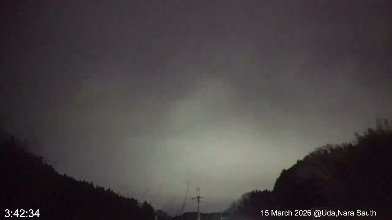 Uda Sky, Star, Meteor Observation toward South ( 宇田の空、星、南の流星観測 ) Live Cam - Muroushimotaguchi, Uda Shi, Nara, Kansai, Honshu, Japan