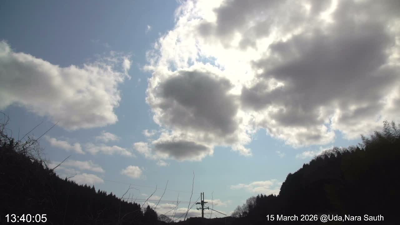 Uda Sky, Star, Meteor Observation toward South ( 宇田の空、星、南の流星観測 ) Live Cam - Muroushimotaguchi, Uda Shi, Nara, Kansai, Honshu, Japan