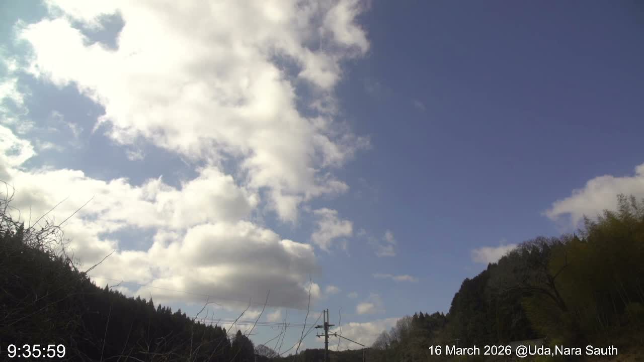 Uda Sky, Star, Meteor Observation toward South ( 宇田の空、星、南の流星観測 ) Live Cam - Muroushimotaguchi, Uda Shi, Nara, Kansai, Honshu, Japan