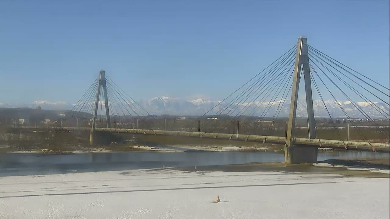Otofuke , Tokachi Cho Hakucho Bridge & Tokachi River ( 音更町・十勝町 白鳥橋・十勝川 ) Live Cam - 12 Chome, Tokachigawaonsenminami, Otofuke, Kato, Tokachi, Hokkaido, Japan