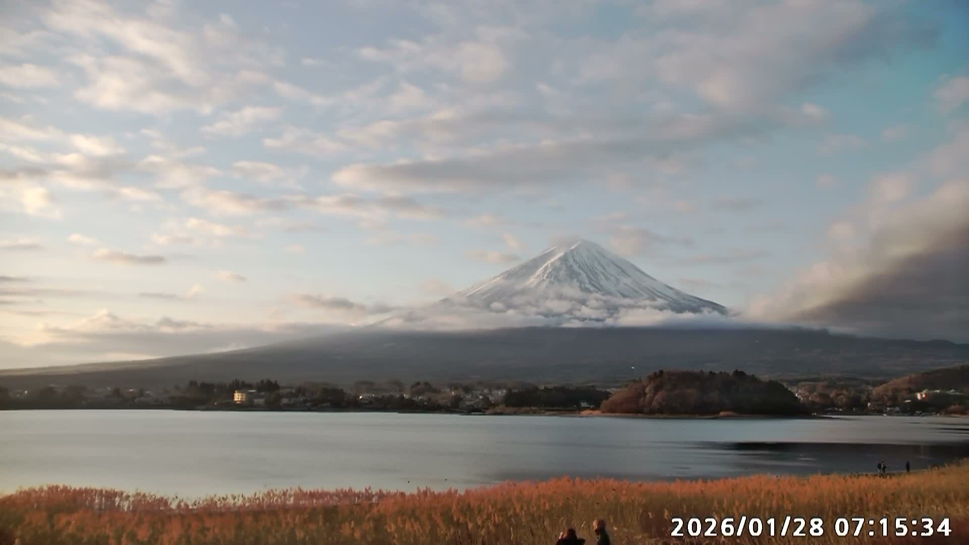 Fujikawaguchiko, Mount Fuji & Lake Kawaguchiko View from Oishi Park ( 大石公園からの富士河口湖、河口湖、富士山の眺め ) Live Cam  - Oishi, Fujikawaguchiko, Minamitsuru, Yamanashi, Tokai, Chubu, Japan