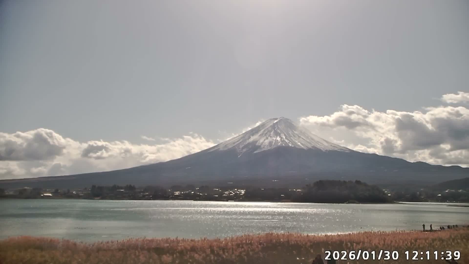 Fujikawaguchiko, Mount Fuji & Lake Kawaguchiko View from Oishi Park ( 大石公園からの富士河口湖、河口湖、富士山の眺め ) Live Cam  - Oishi, Fujikawaguchiko, Minamitsuru, Yamanashi, Tokai, Chubu, Japan