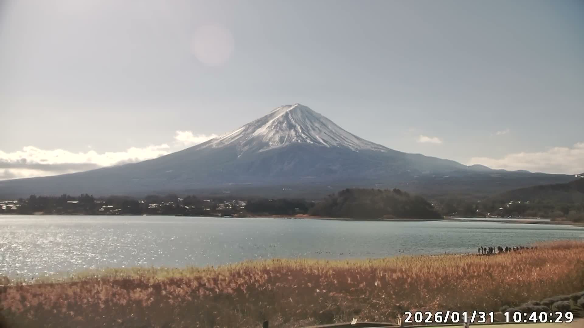 Fujikawaguchiko, Mount Fuji & Lake Kawaguchiko View from Oishi Park ( 大石公園からの富士河口湖、河口湖、富士山の眺め ) Live Cam  - Oishi, Fujikawaguchiko, Minamitsuru, Yamanashi, Tokai, Chubu, Japan
