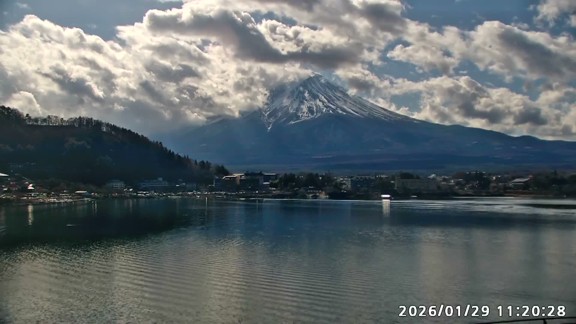 Fujikawaguchiko, Kawaguchi,  Mount Fuji & Lake Kawaguchiko View  ( 富士河口湖、川口、富士山、河口湖の眺め ) Live Cam -  Kawaguchi, Fujikawaguchiko, Minamitsuru, Yamanashi, Tokai, Chubu, Japan