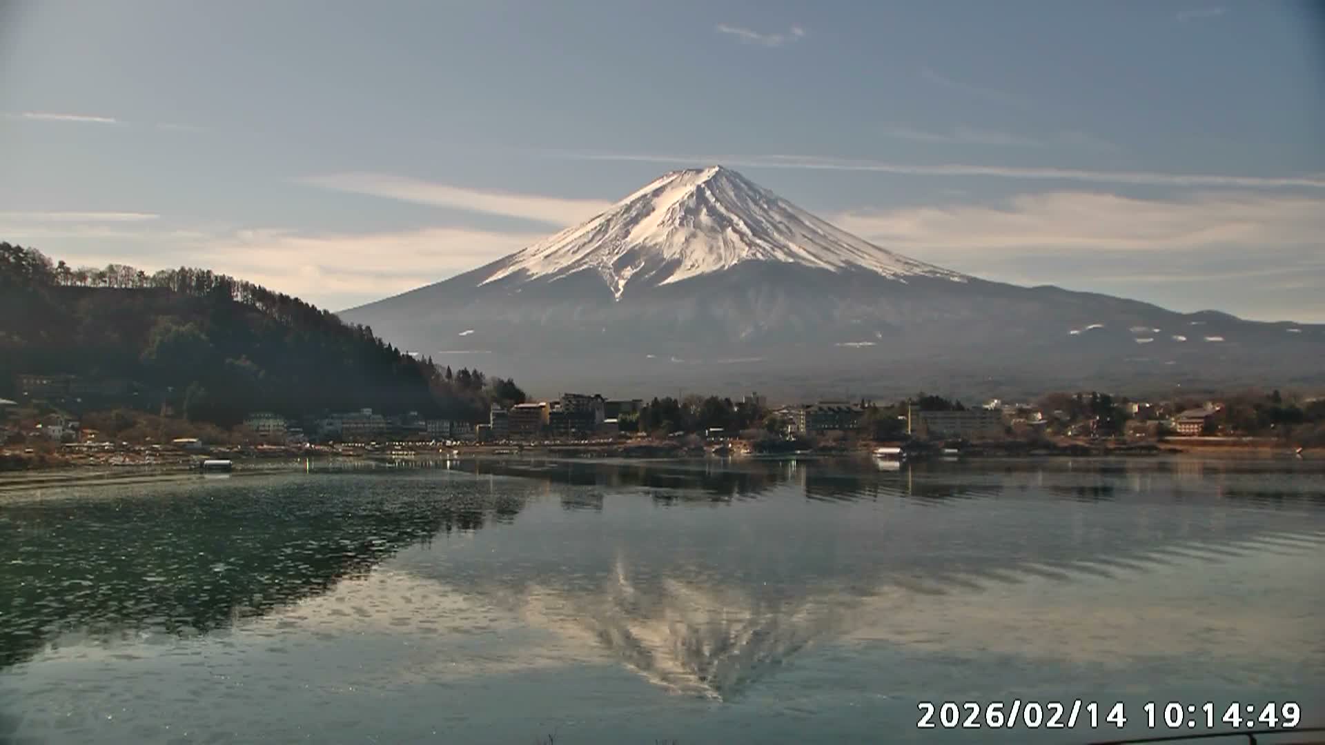 Fujikawaguchiko, Kawaguchi,  Mount Fuji & Lake Kawaguchiko View  ( 富士河口湖、川口、富士山、河口湖の眺め ) Live Cam -  Kawaguchi, Fujikawaguchiko, Minamitsuru, Yamanashi, Tokai, Chubu, Japan