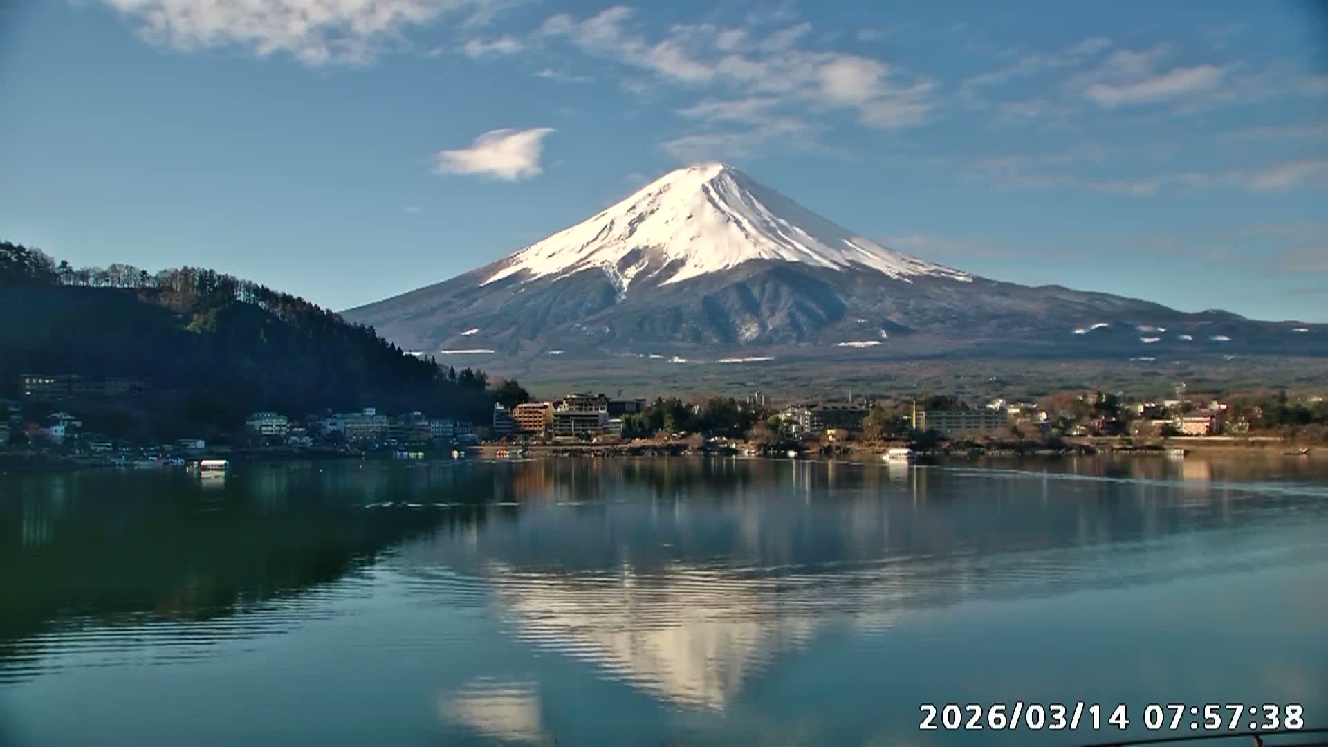 Fujikawaguchiko, Kawaguchi,  Mount Fuji & Lake Kawaguchiko View  ( 富士河口湖、川口、富士山、河口湖の眺め ) Live Cam -  Kawaguchi, Fujikawaguchiko, Minamitsuru, Yamanashi, Tokai, Chubu, Japan