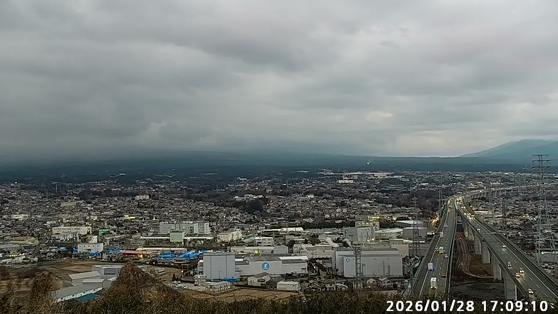 Fujinomiya City & Mount Fuji  ( 富士山と富士宮市 ) Skyline Live Cam - Yamamoto, Fujinomiya, Shizuoka, Chūbu (Tōkai),  Honshu, Japan