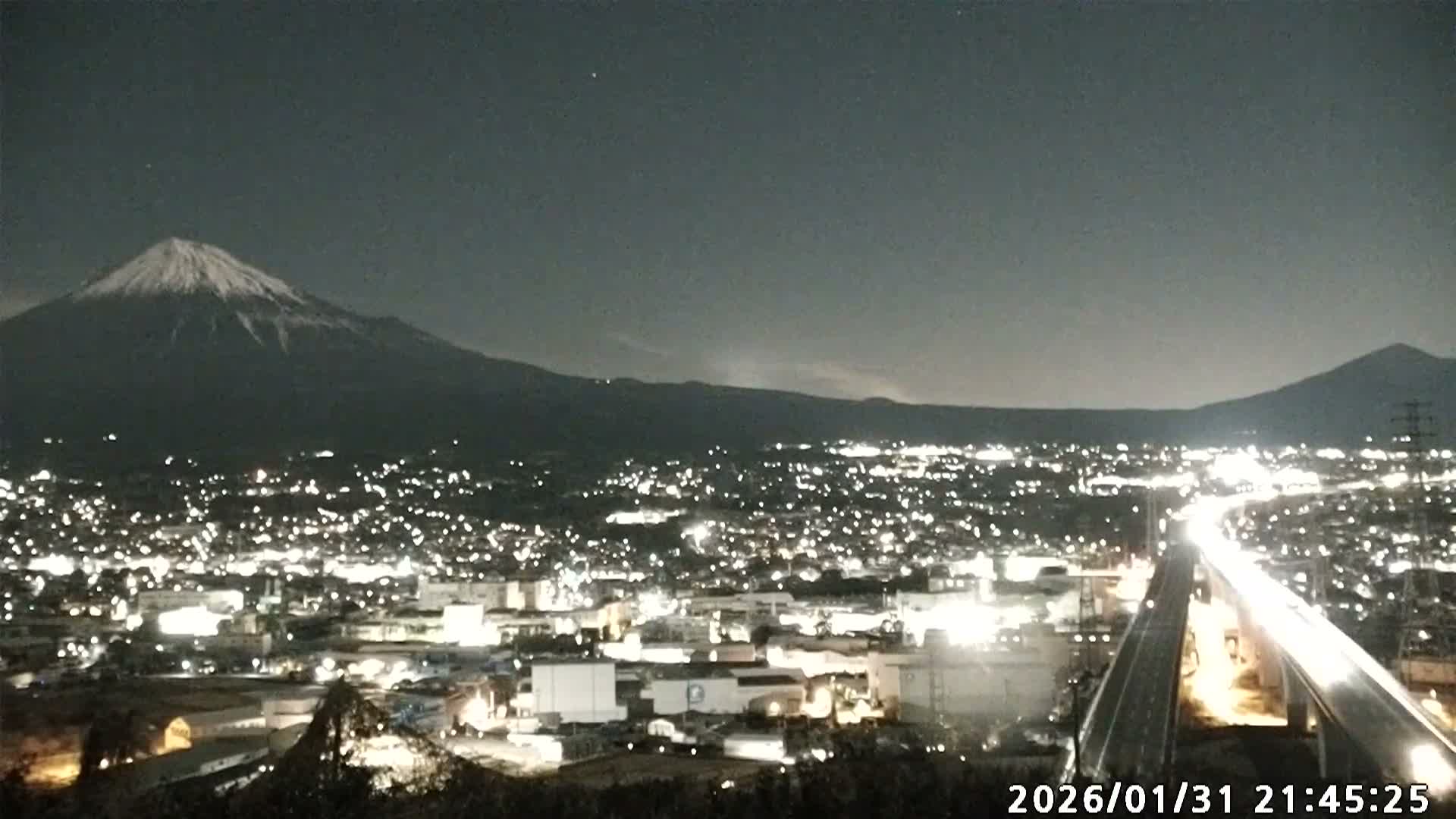 Fujinomiya City & Mount Fuji  ( 富士山と富士宮市 ) Skyline Live Cam - Yamamoto, Fujinomiya, Shizuoka, Chūbu (Tōkai),  Honshu, Japan