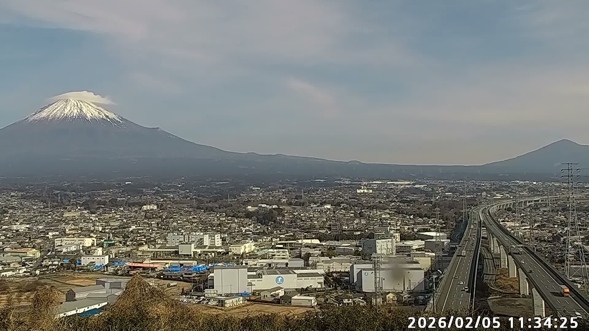 Fujinomiya City & Mount Fuji  ( 富士山と富士宮市 ) Skyline Live Cam - Yamamoto, Fujinomiya, Shizuoka, Chūbu (Tōkai),  Honshu, Japan