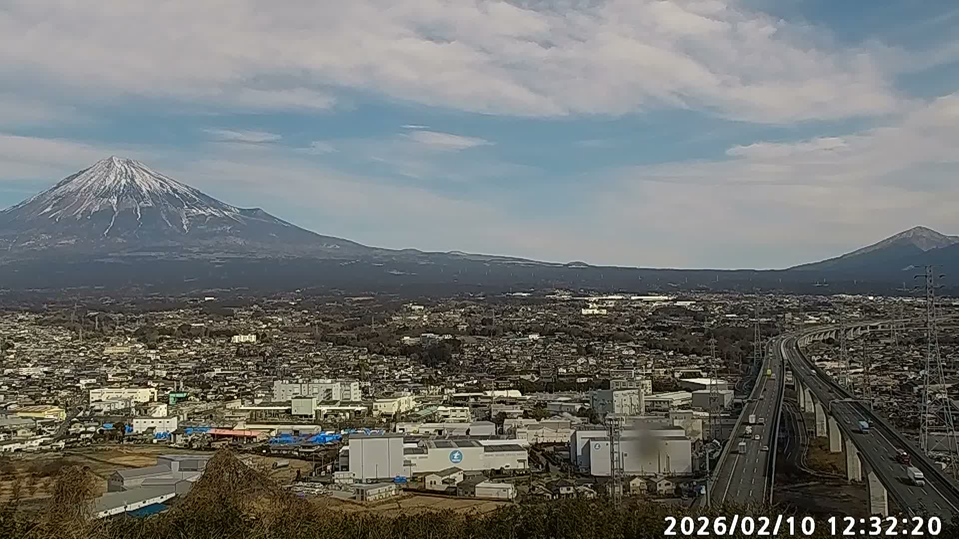 Fujinomiya City & Mount Fuji  ( 富士山と富士宮市 ) Skyline Live Cam - Yamamoto, Fujinomiya, Shizuoka, Chūbu (Tōkai),  Honshu, Japan