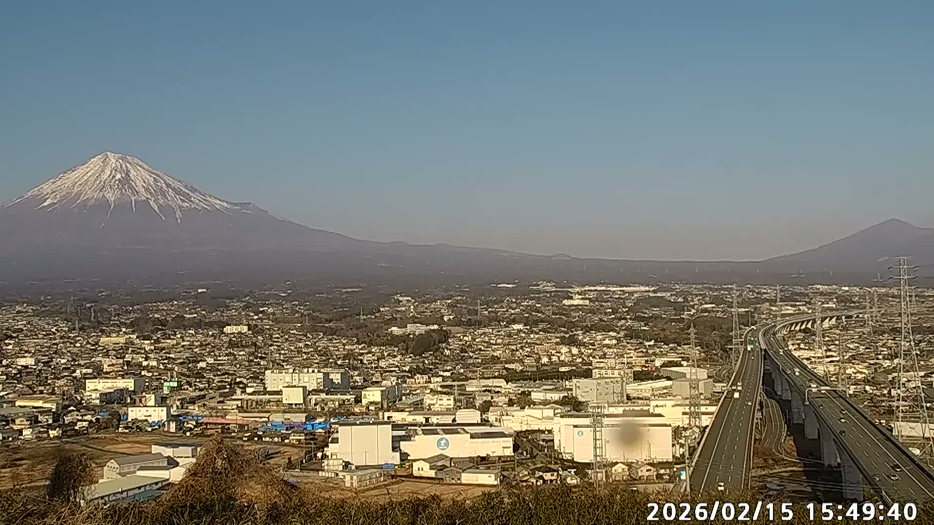 Fujinomiya City & Mount Fuji  ( 富士山と富士宮市 ) Skyline Live Cam - Yamamoto, Fujinomiya, Shizuoka, Chūbu (Tōkai),  Honshu, Japan