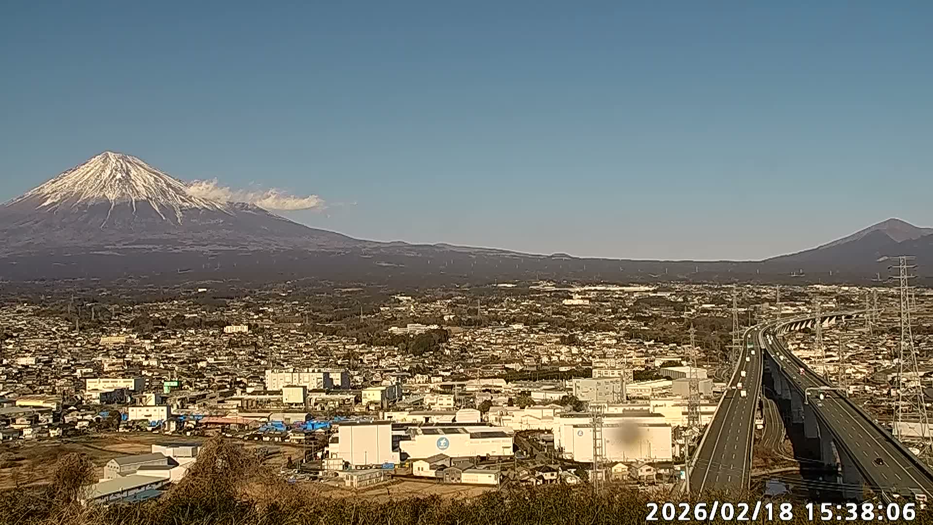 Fujinomiya City & Mount Fuji  ( 富士山と富士宮市 ) Skyline Live Cam - Yamamoto, Fujinomiya, Shizuoka, Chūbu (Tōkai),  Honshu, Japan