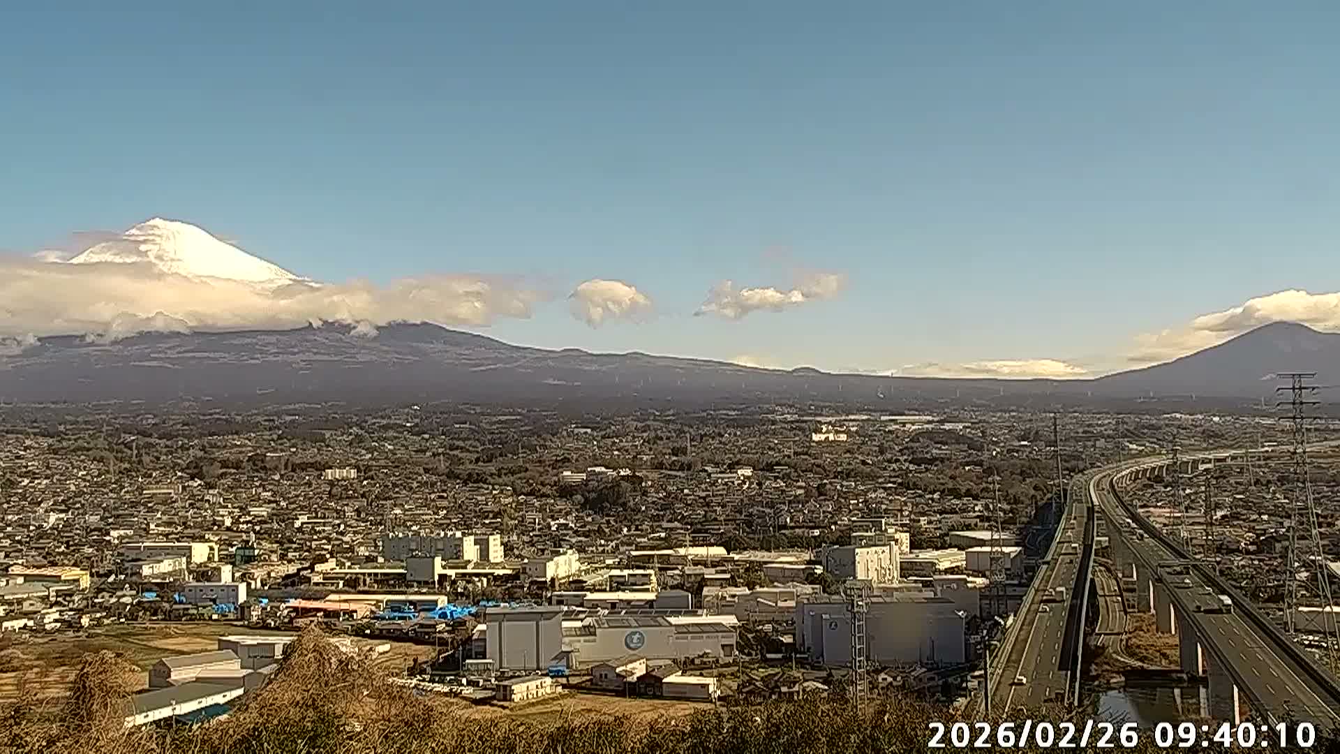 Fujinomiya City & Mount Fuji  ( 富士山と富士宮市 ) Skyline Live Cam - Yamamoto, Fujinomiya, Shizuoka, Chūbu (Tōkai),  Honshu, Japan
