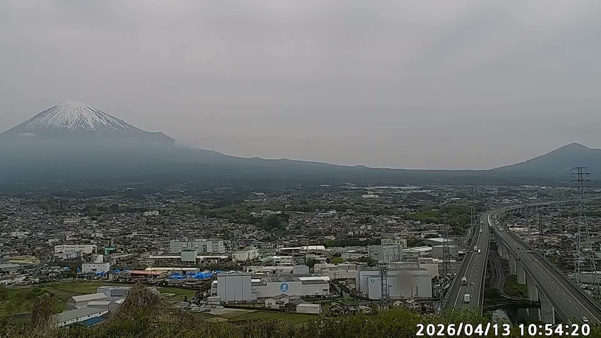 Fujinomiya City & Mount Fuji  ( 富士山と富士宮市 ) Skyline Live Cam - Yamamoto, Fujinomiya, Shizuoka, Chūbu (Tōkai),  Honshu, Japan