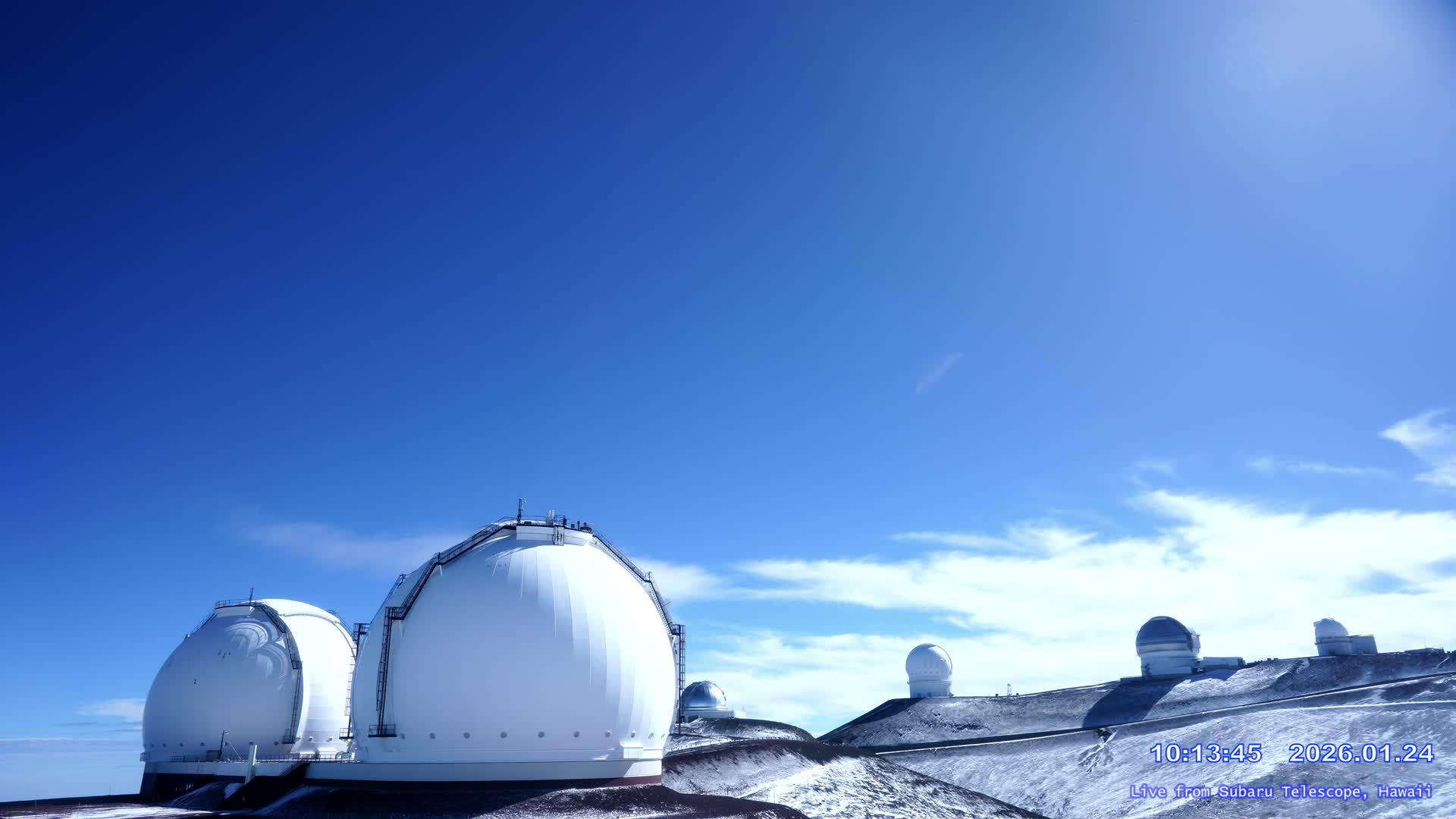 Hawaii , Mauna Kea Volcano & Observatories Center ( Subaru Telescope of  National Astronomical Observatory of Japan)  towards East Live Cam - Mauna Kea Access Road, Hilo,  Big Island, Hawaii, USA
