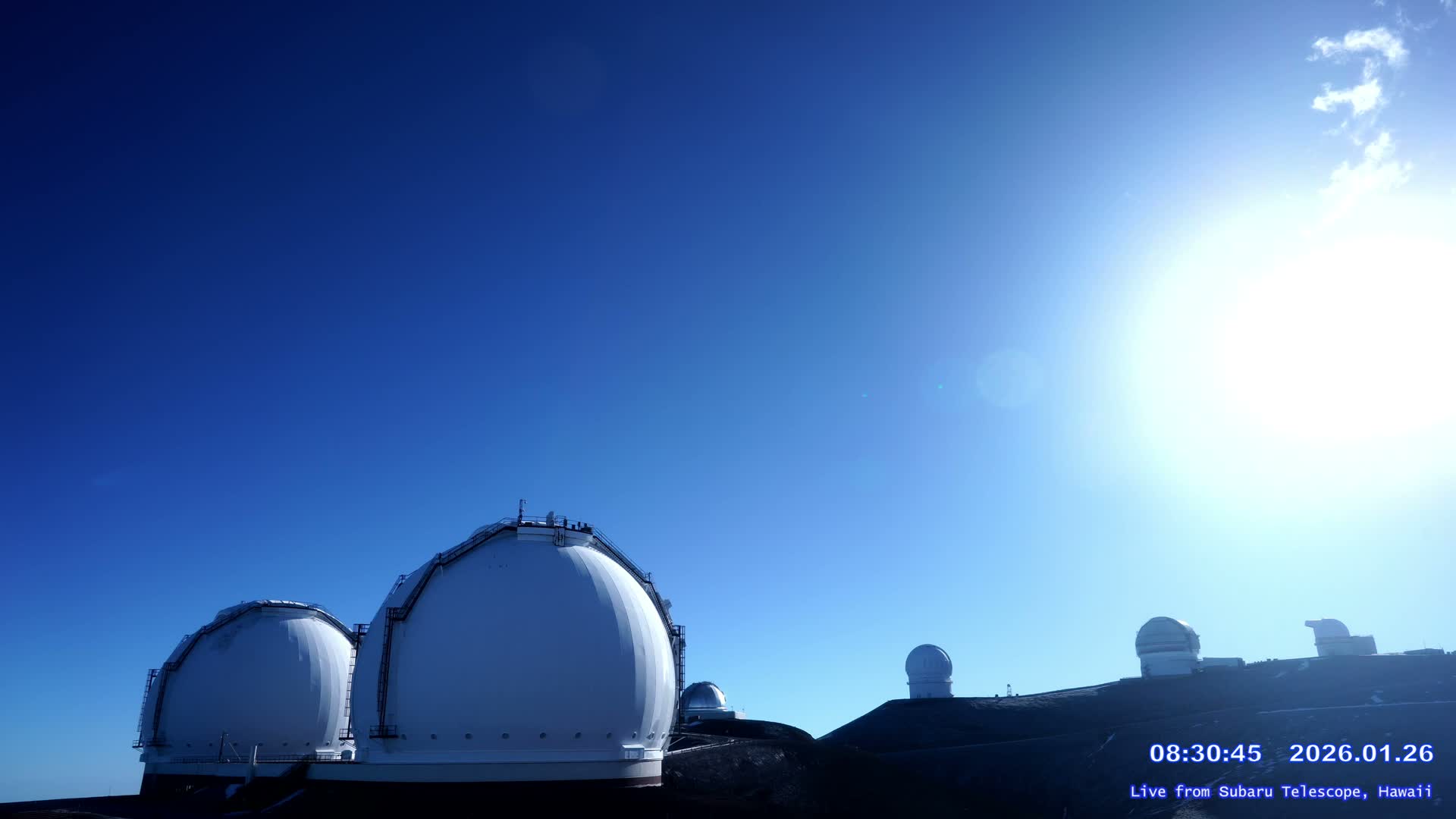 Hawaii , Mauna Kea Volcano & Observatories Center ( Subaru Telescope of  National Astronomical Observatory of Japan)  towards East Live Cam - Mauna Kea Access Road, Hilo,  Big Island, Hawaii, USA