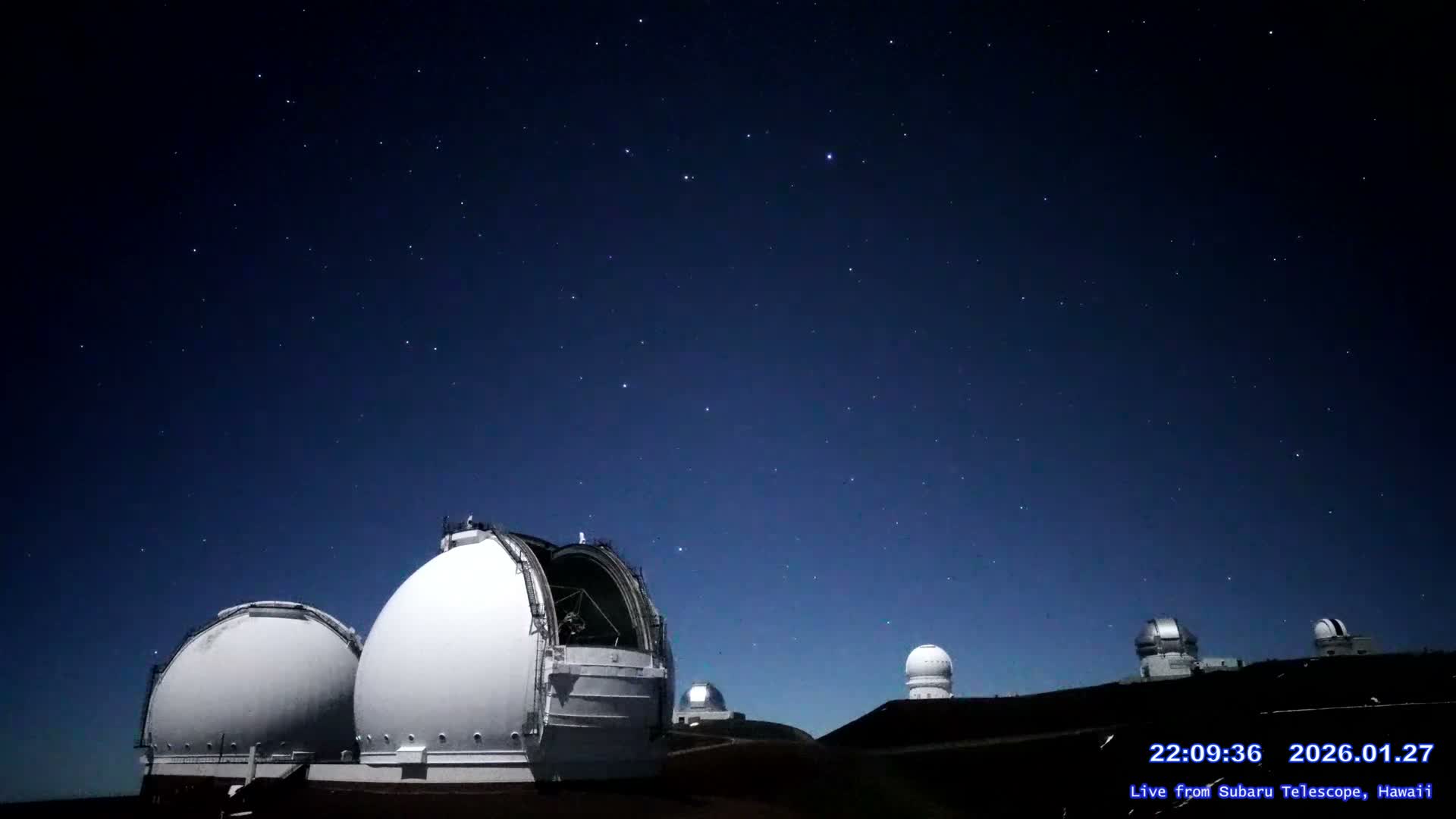 Hawaii , Mauna Kea Volcano & Observatories Center ( Subaru Telescope of  National Astronomical Observatory of Japan)  towards East Live Cam - Mauna Kea Access Road, Hilo,  Big Island, Hawaii, USA
