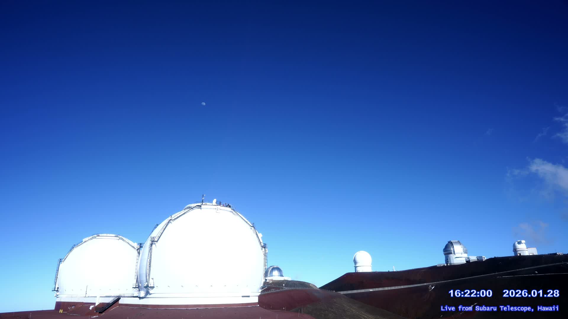 Hawaii , Mauna Kea Volcano & Observatories Center ( Subaru Telescope of  National Astronomical Observatory of Japan)  towards East Live Cam - Mauna Kea Access Road, Hilo,  Big Island, Hawaii, USA