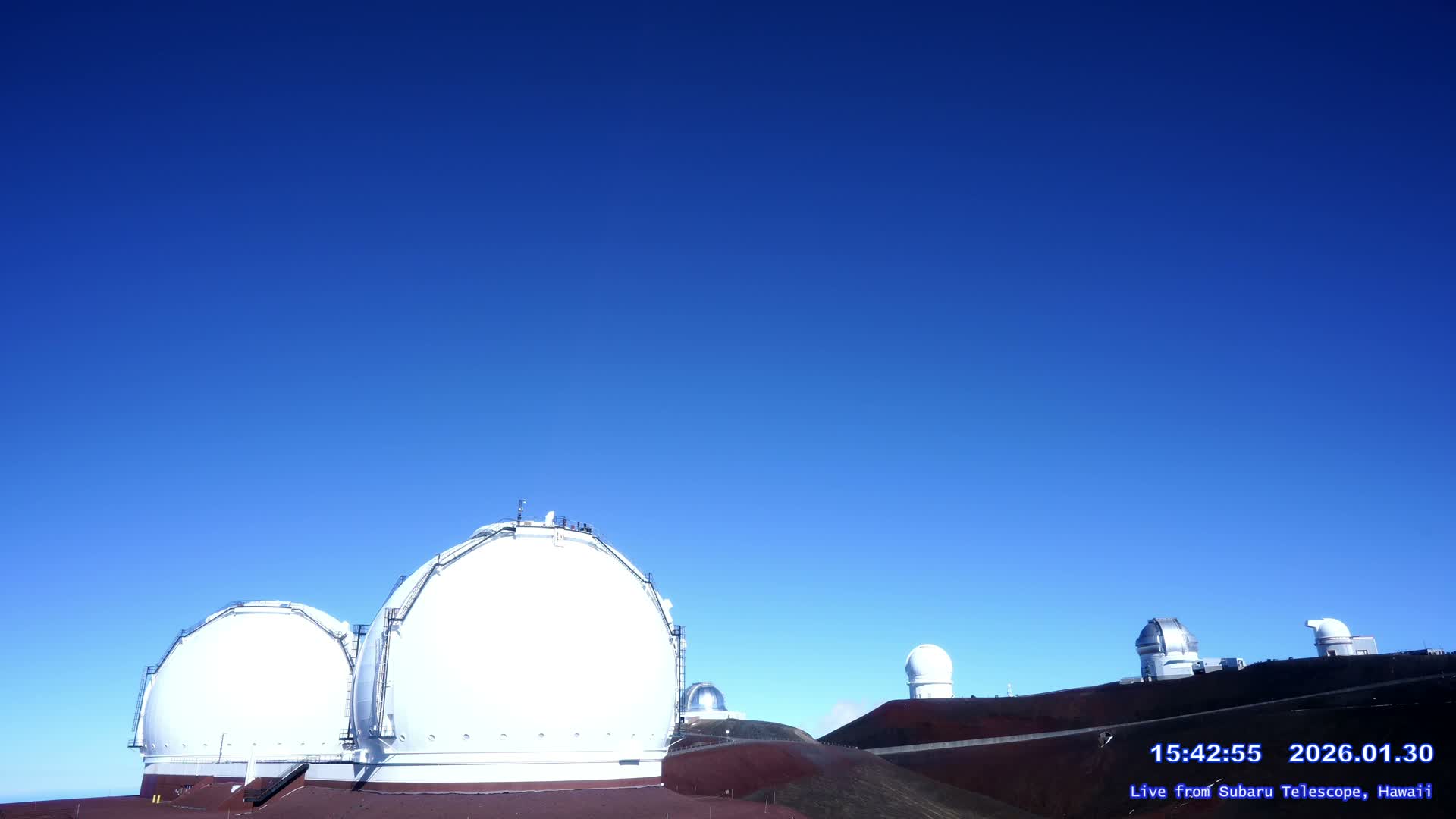 Hawaii , Mauna Kea Volcano & Observatories Center ( Subaru Telescope of  National Astronomical Observatory of Japan)  towards East Live Cam - Mauna Kea Access Road, Hilo,  Big Island, Hawaii, USA