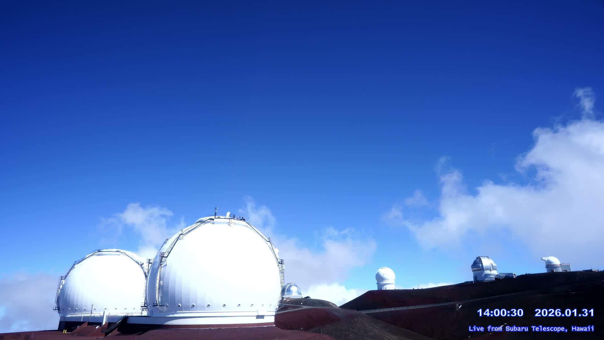 Hawaii , Mauna Kea Volcano & Observatories Center ( Subaru Telescope of  National Astronomical Observatory of Japan)  towards East Live Cam - Mauna Kea Access Road, Hilo,  Big Island, Hawaii, USA