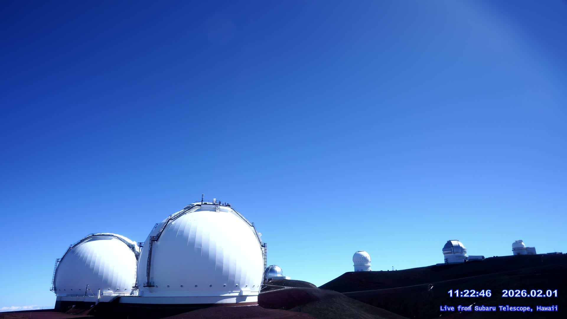 Hawaii , Mauna Kea Volcano & Observatories Center ( Subaru Telescope of  National Astronomical Observatory of Japan)  towards East Live Cam - Mauna Kea Access Road, Hilo,  Big Island, Hawaii, USA