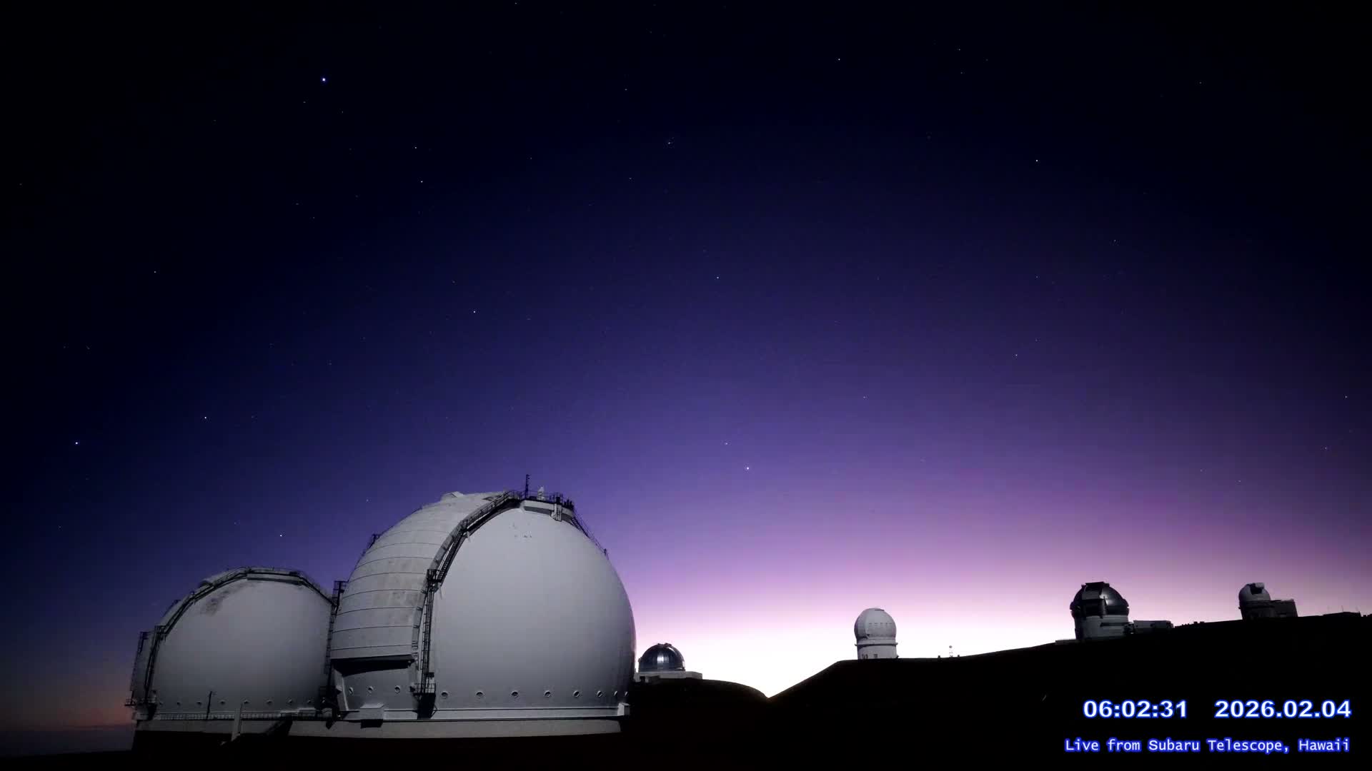Hawaii , Mauna Kea Volcano & Observatories Center ( Subaru Telescope of  National Astronomical Observatory of Japan)  towards East Live Cam - Mauna Kea Access Road, Hilo,  Big Island, Hawaii, USA