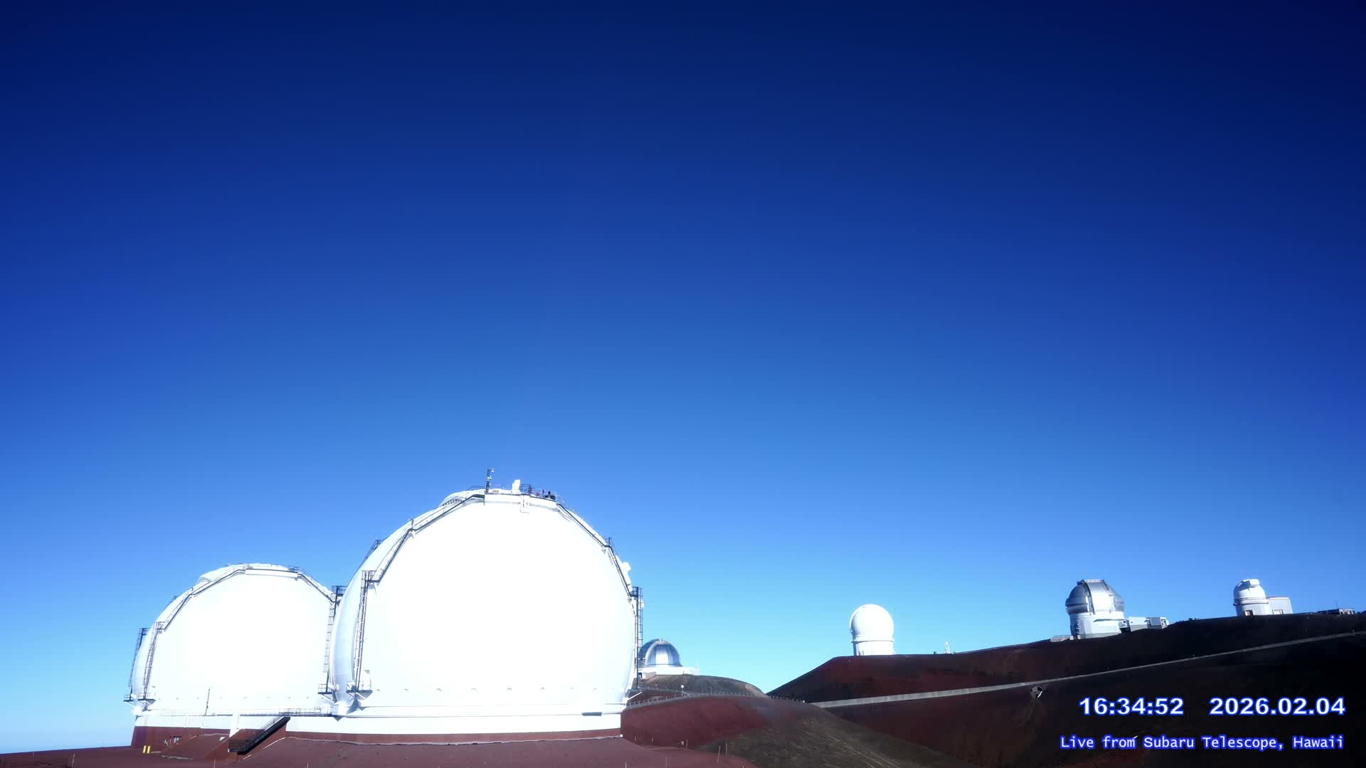 Hawaii , Mauna Kea Volcano & Observatories Center ( Subaru Telescope of  National Astronomical Observatory of Japan)  towards East Live Cam - Mauna Kea Access Road, Hilo,  Big Island, Hawaii, USA