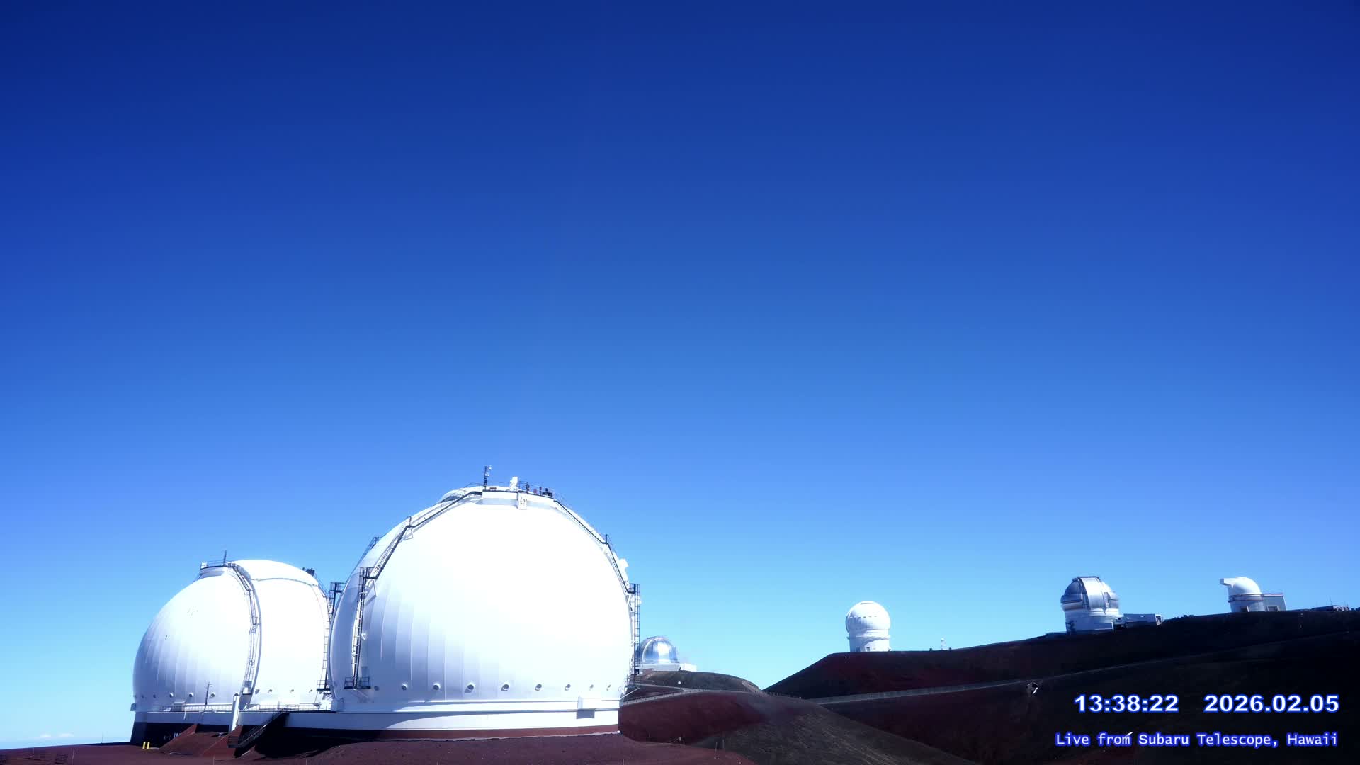 Hawaii , Mauna Kea Volcano & Observatories Center ( Subaru Telescope of  National Astronomical Observatory of Japan)  towards East Live Cam - Mauna Kea Access Road, Hilo,  Big Island, Hawaii, USA