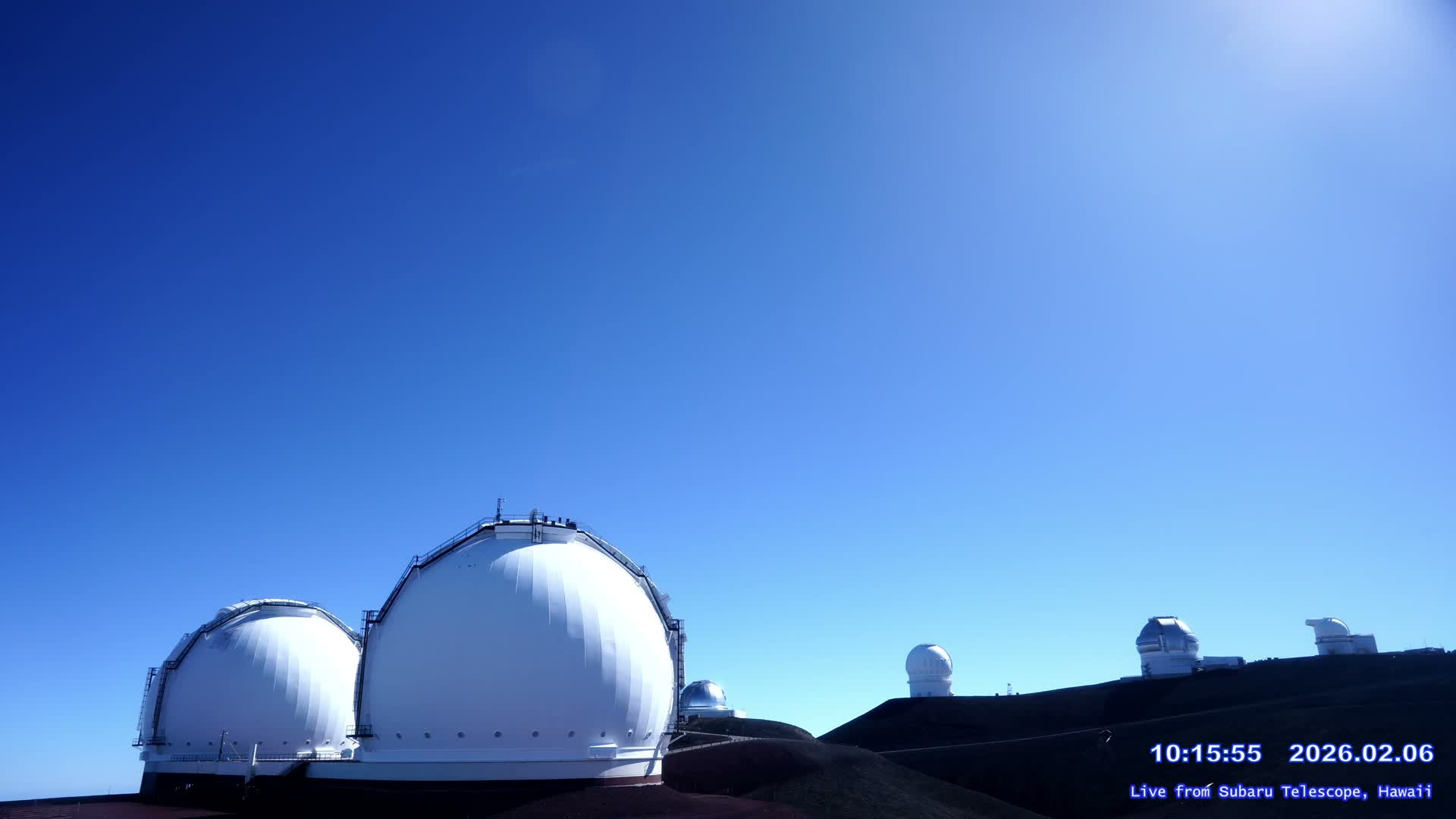 Hawaii , Mauna Kea Volcano & Observatories Center ( Subaru Telescope of  National Astronomical Observatory of Japan)  towards East Live Cam - Mauna Kea Access Road, Hilo,  Big Island, Hawaii, USA