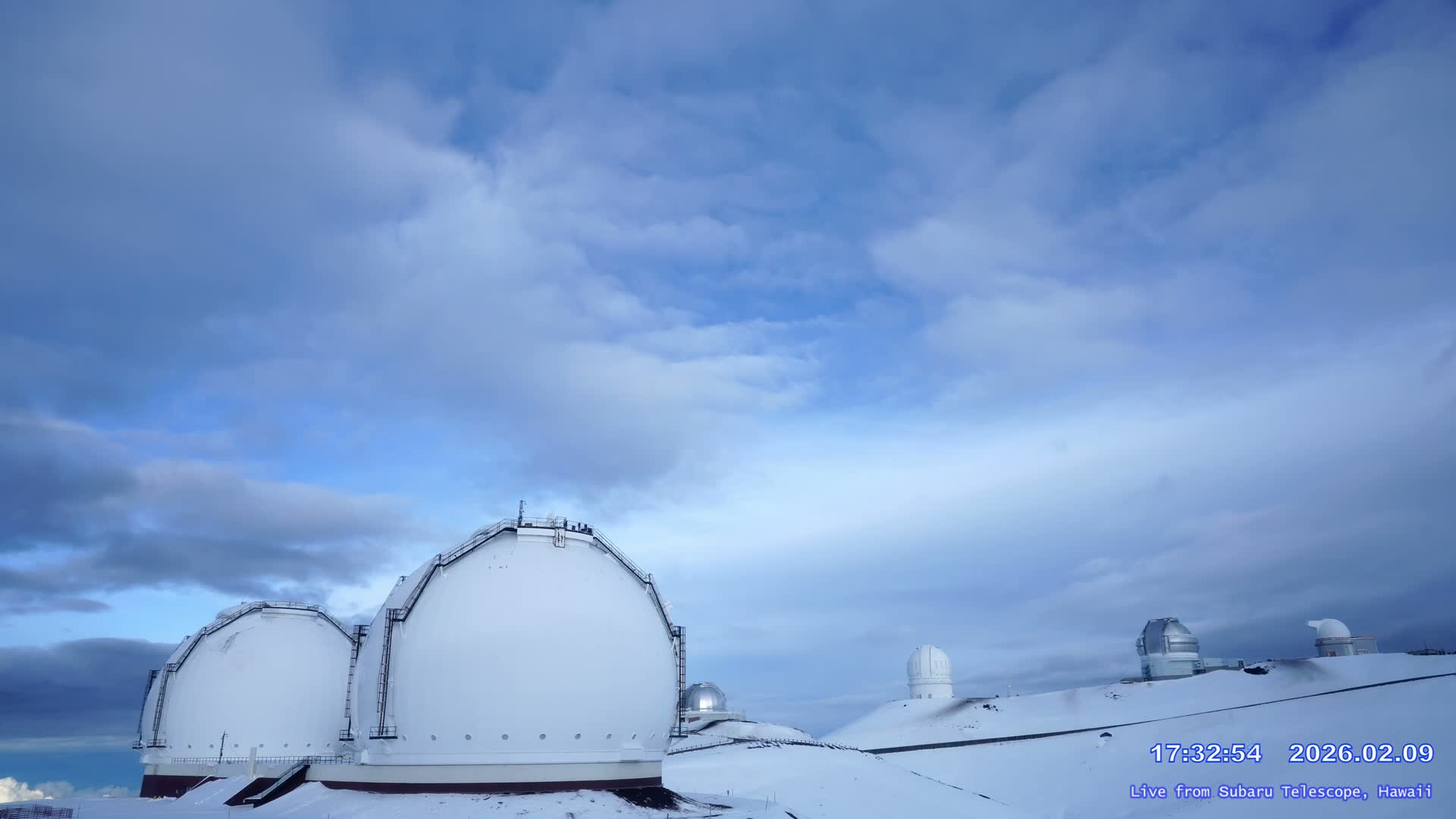 Hawaii , Mauna Kea Volcano & Observatories Center ( Subaru Telescope of  National Astronomical Observatory of Japan)  towards East Live Cam - Mauna Kea Access Road, Hilo,  Big Island, Hawaii, USA
