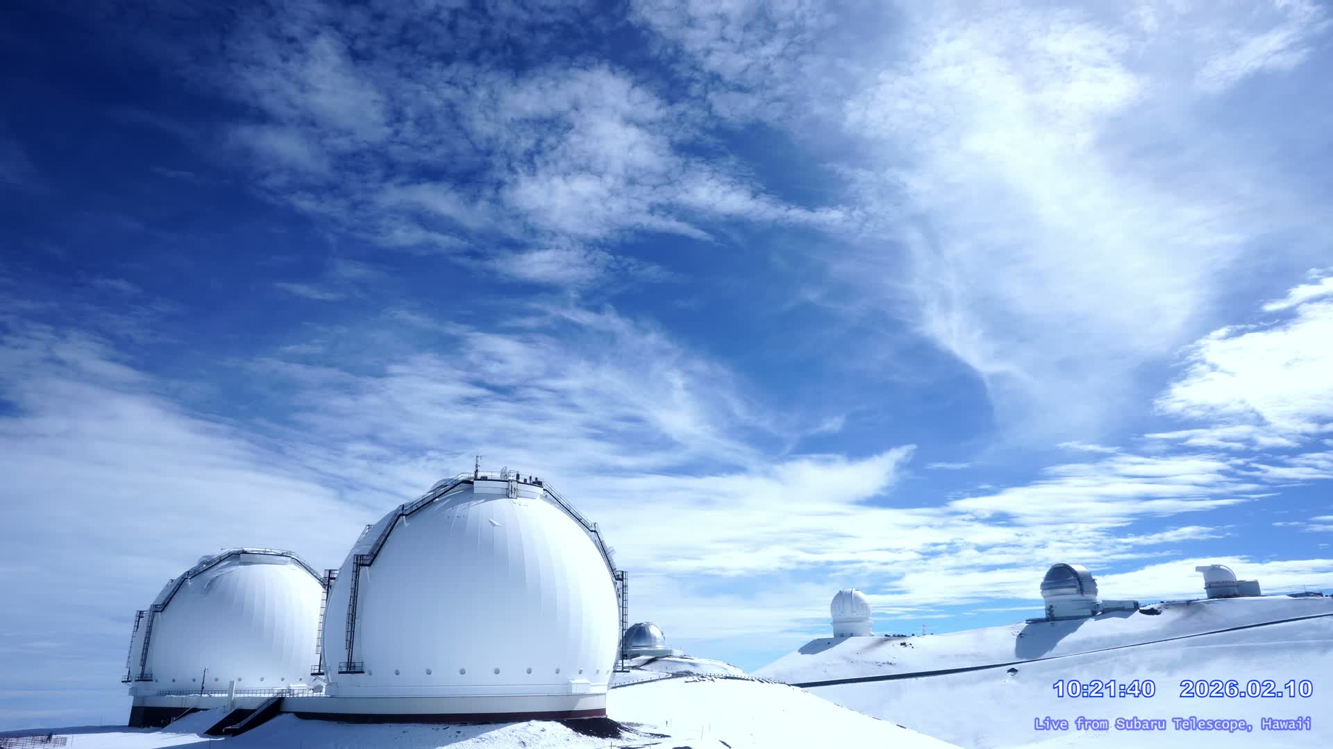 Hawaii , Mauna Kea Volcano & Observatories Center ( Subaru Telescope of  National Astronomical Observatory of Japan)  towards East Live Cam - Mauna Kea Access Road, Hilo,  Big Island, Hawaii, USA