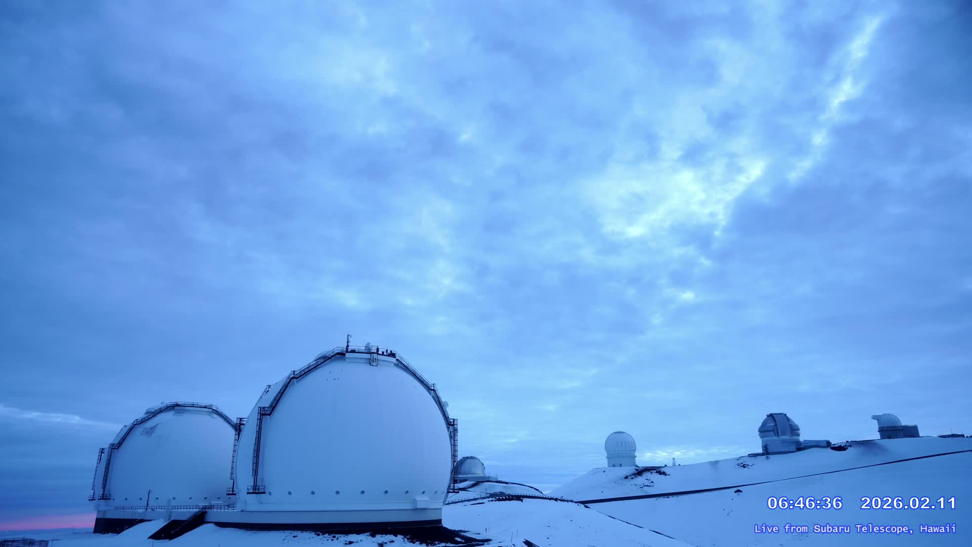 Hawaii , Mauna Kea Volcano & Observatories Center ( Subaru Telescope of  National Astronomical Observatory of Japan)  towards East Live Cam - Mauna Kea Access Road, Hilo,  Big Island, Hawaii, USA