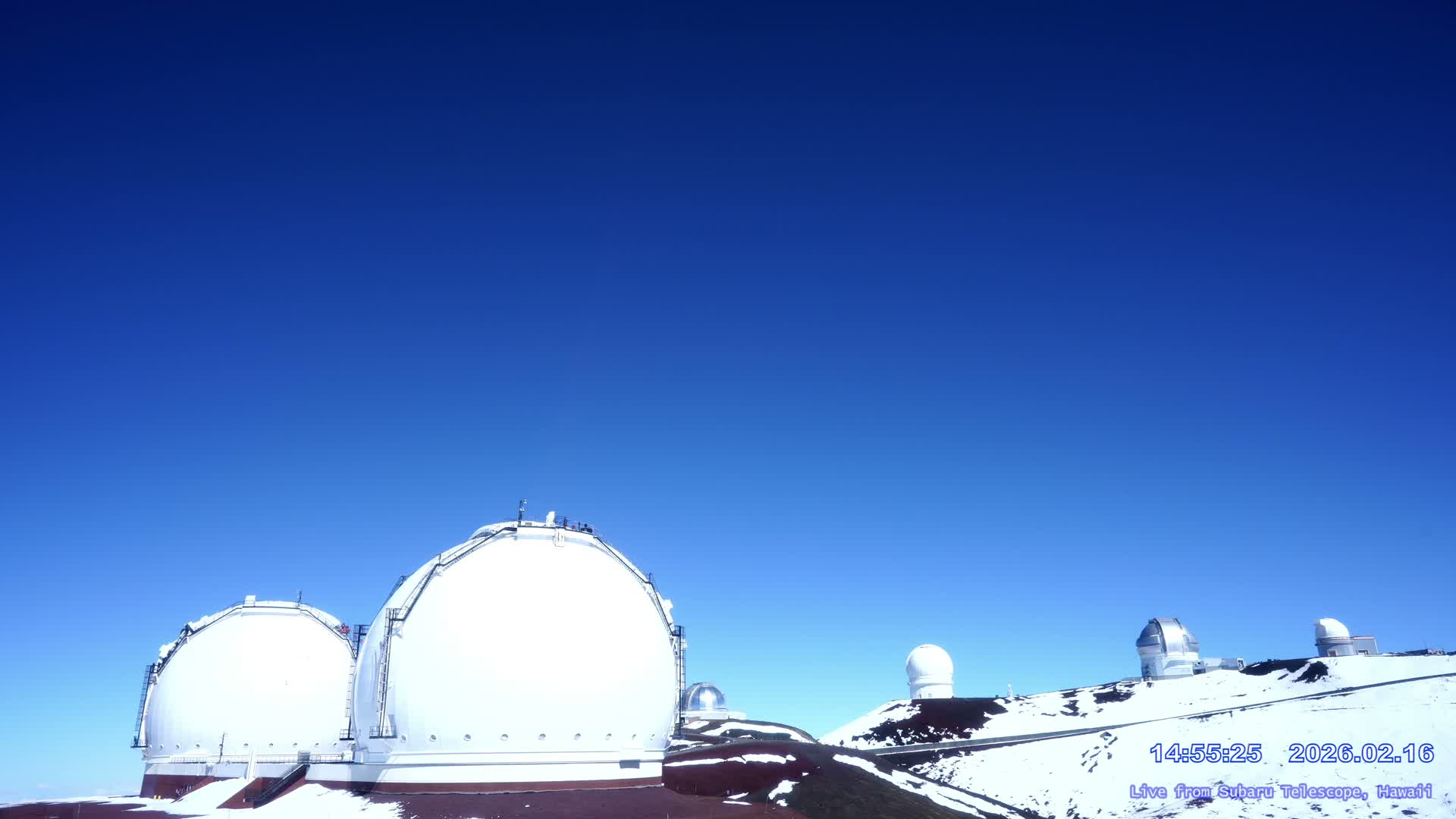 Hawaii , Mauna Kea Volcano & Observatories Center ( Subaru Telescope of  National Astronomical Observatory of Japan)  towards East Live Cam - Mauna Kea Access Road, Hilo,  Big Island, Hawaii, USA