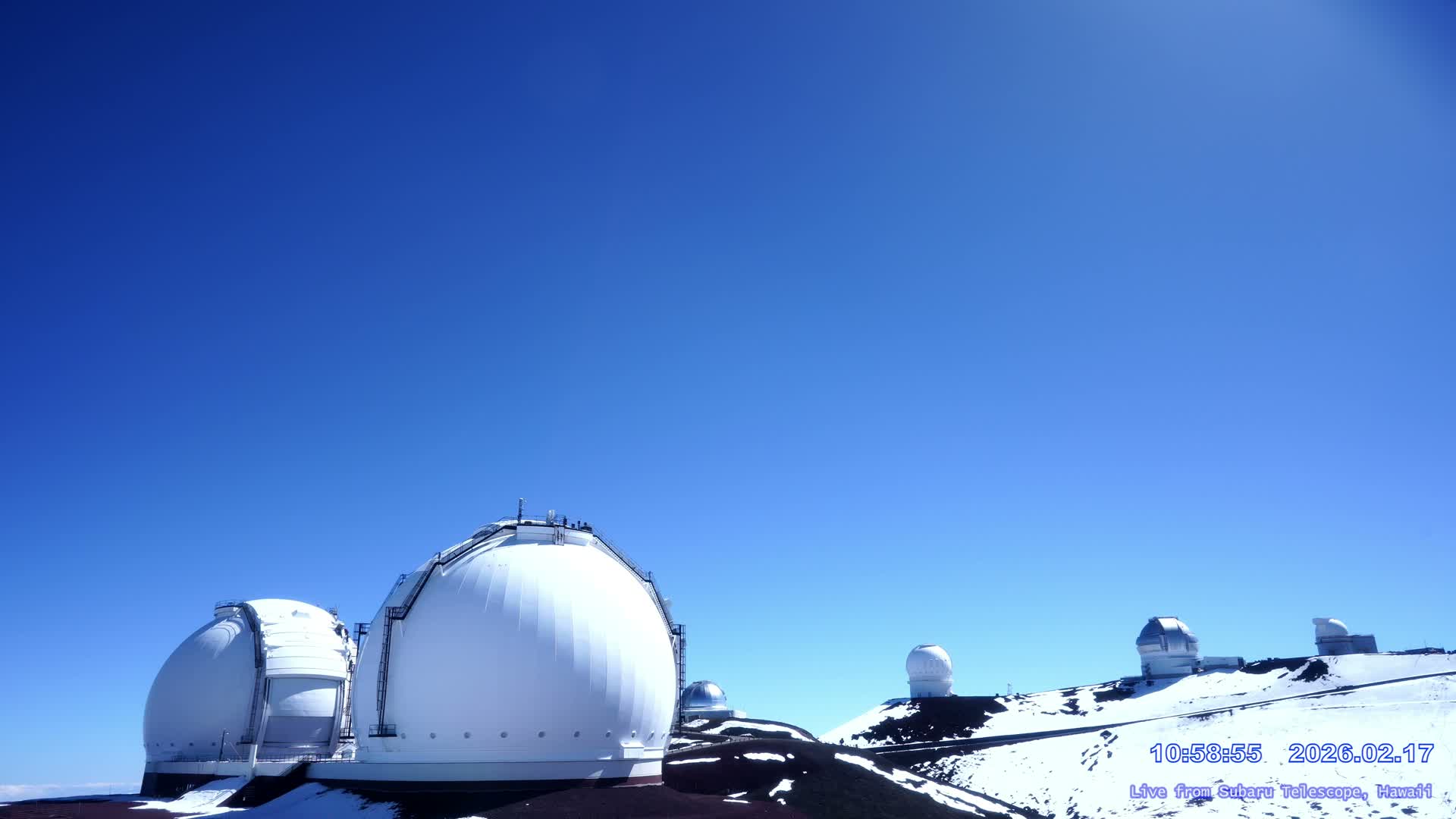 Hawaii , Mauna Kea Volcano & Observatories Center ( Subaru Telescope of  National Astronomical Observatory of Japan)  towards East Live Cam - Mauna Kea Access Road, Hilo,  Big Island, Hawaii, USA