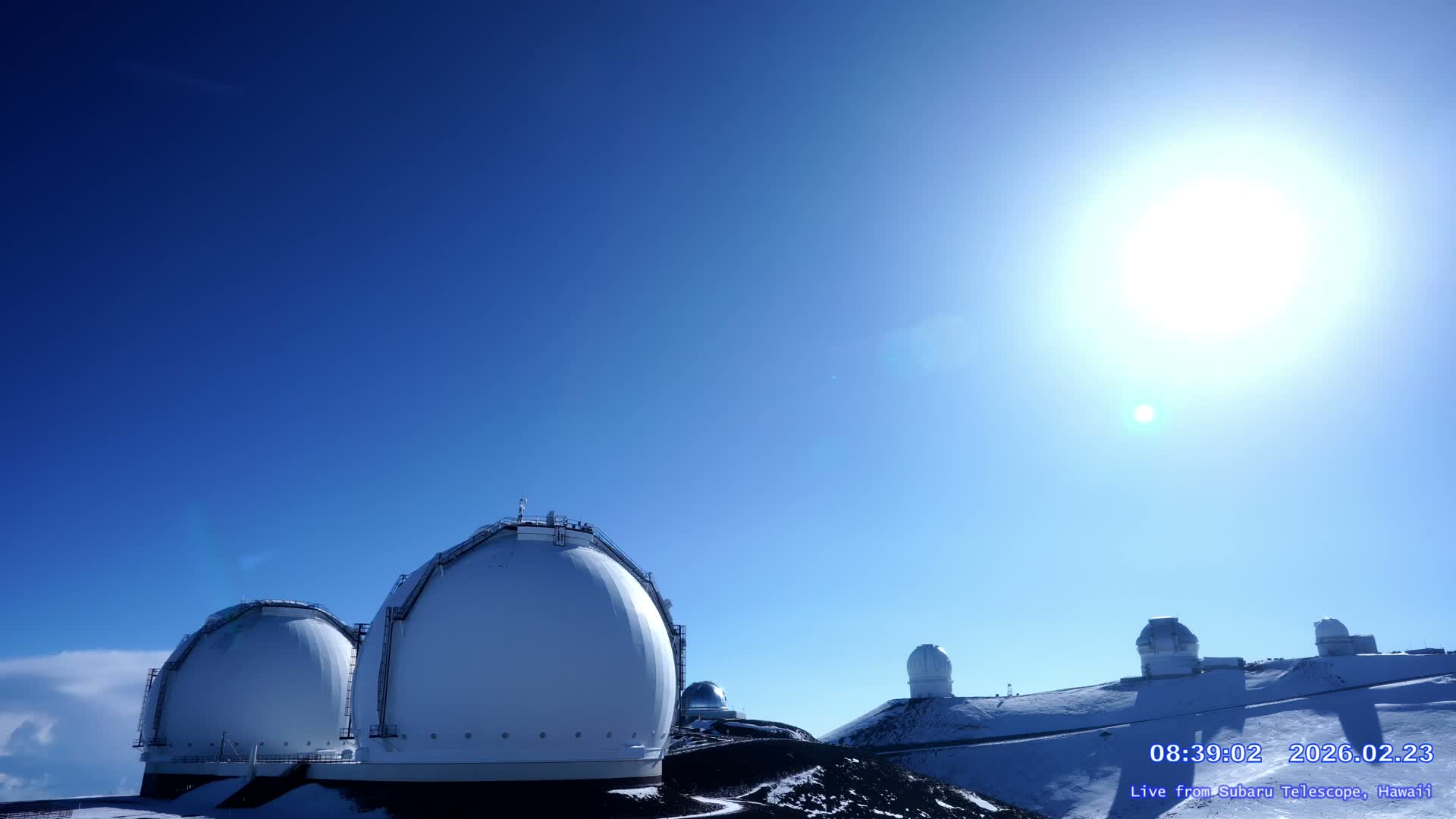 Hawaii , Mauna Kea Volcano & Observatories Center ( Subaru Telescope of  National Astronomical Observatory of Japan)  towards East Live Cam - Mauna Kea Access Road, Hilo,  Big Island, Hawaii, USA