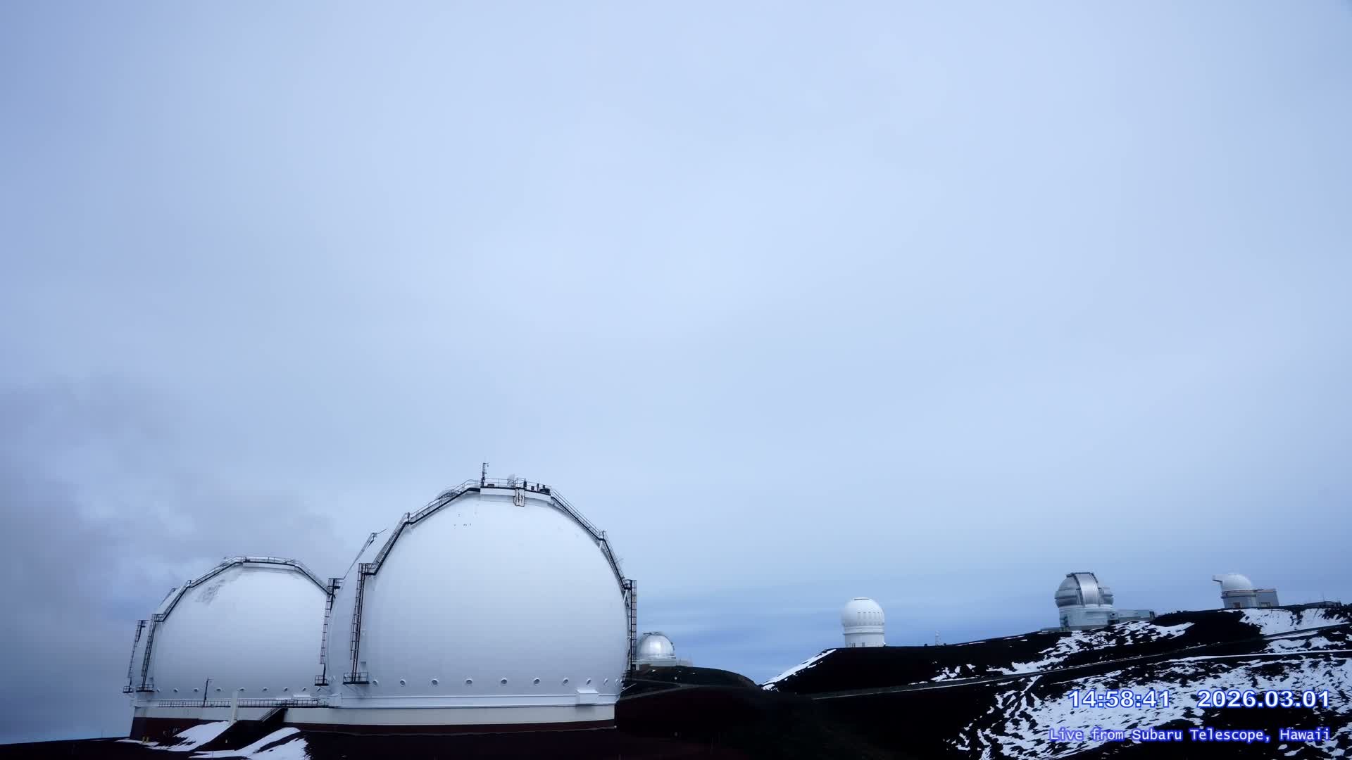 Hawaii , Mauna Kea Volcano & Observatories Center ( Subaru Telescope of  National Astronomical Observatory of Japan)  towards East Live Cam - Mauna Kea Access Road, Hilo,  Big Island, Hawaii, USA