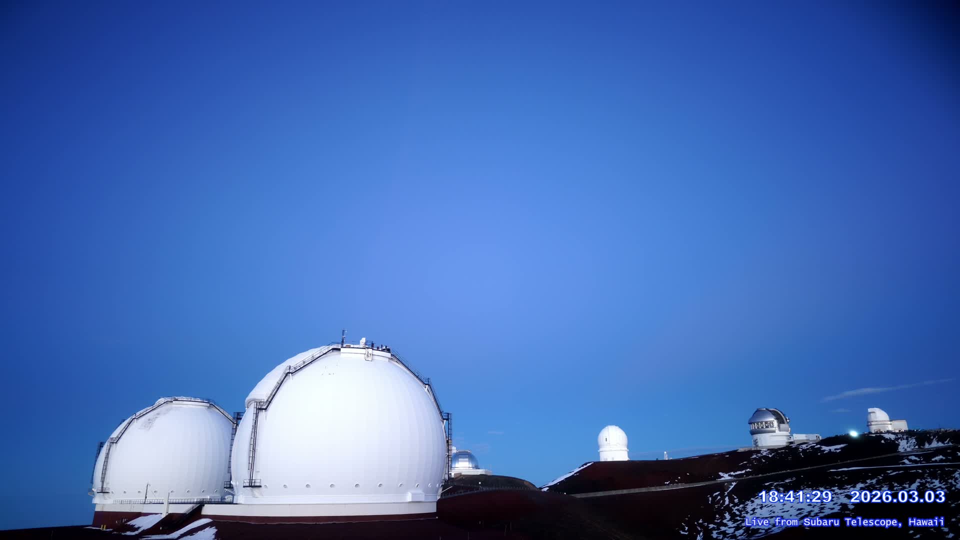 Hawaii , Mauna Kea Volcano & Observatories Center ( Subaru Telescope of  National Astronomical Observatory of Japan)  towards East Live Cam - Mauna Kea Access Road, Hilo,  Big Island, Hawaii, USA