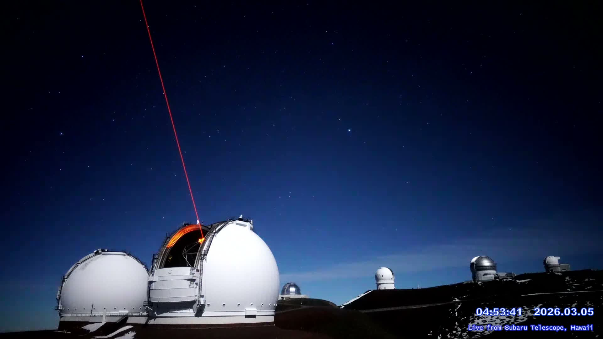 Hawaii , Mauna Kea Volcano & Observatories Center ( Subaru Telescope of  National Astronomical Observatory of Japan)  towards East Live Cam - Mauna Kea Access Road, Hilo,  Big Island, Hawaii, USA