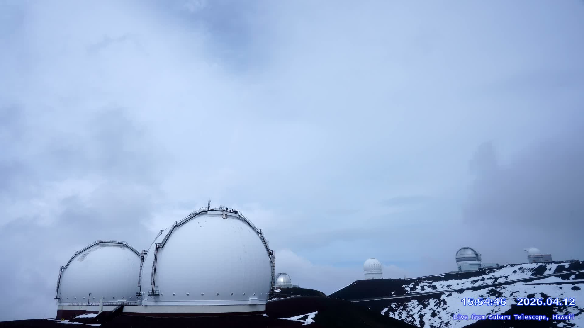 Hawaii , Mauna Kea Volcano & Observatories Center ( Subaru Telescope of  National Astronomical Observatory of Japan)  towards East Live Cam - Mauna Kea Access Road, Hilo,  Big Island, Hawaii, USA
