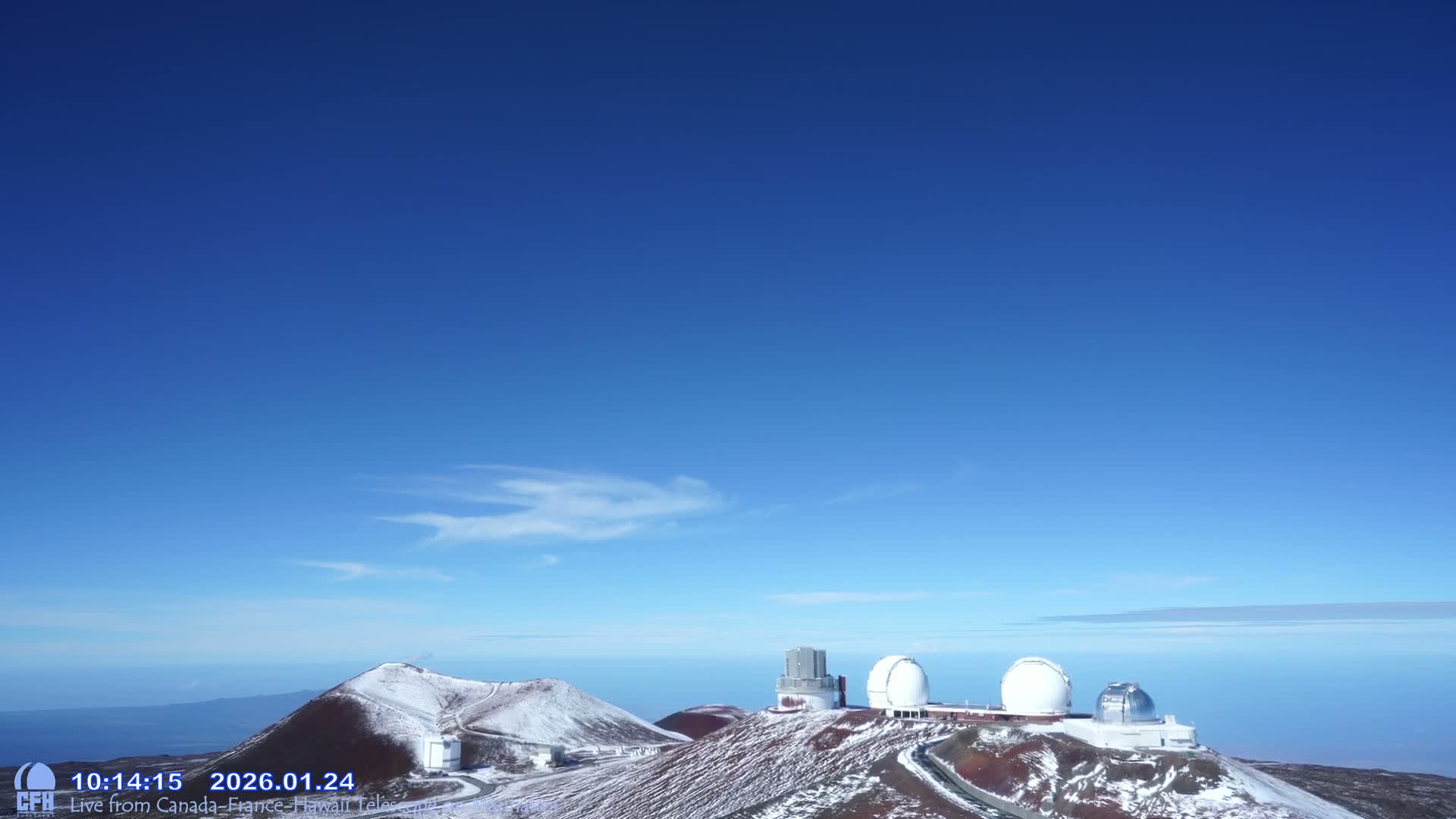 Hawaii , Mauna Kea Volcano & Observatories Center  towards West Live Cam - Mauna Kea Access Road, Hilo, Big Island, Hawaii, USA
