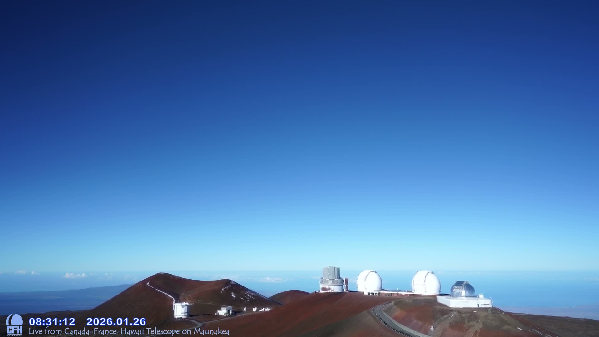 Hawaii , Mauna Kea Volcano & Observatories Center  towards West Live Cam - Mauna Kea Access Road, Hilo, Big Island, Hawaii, USA