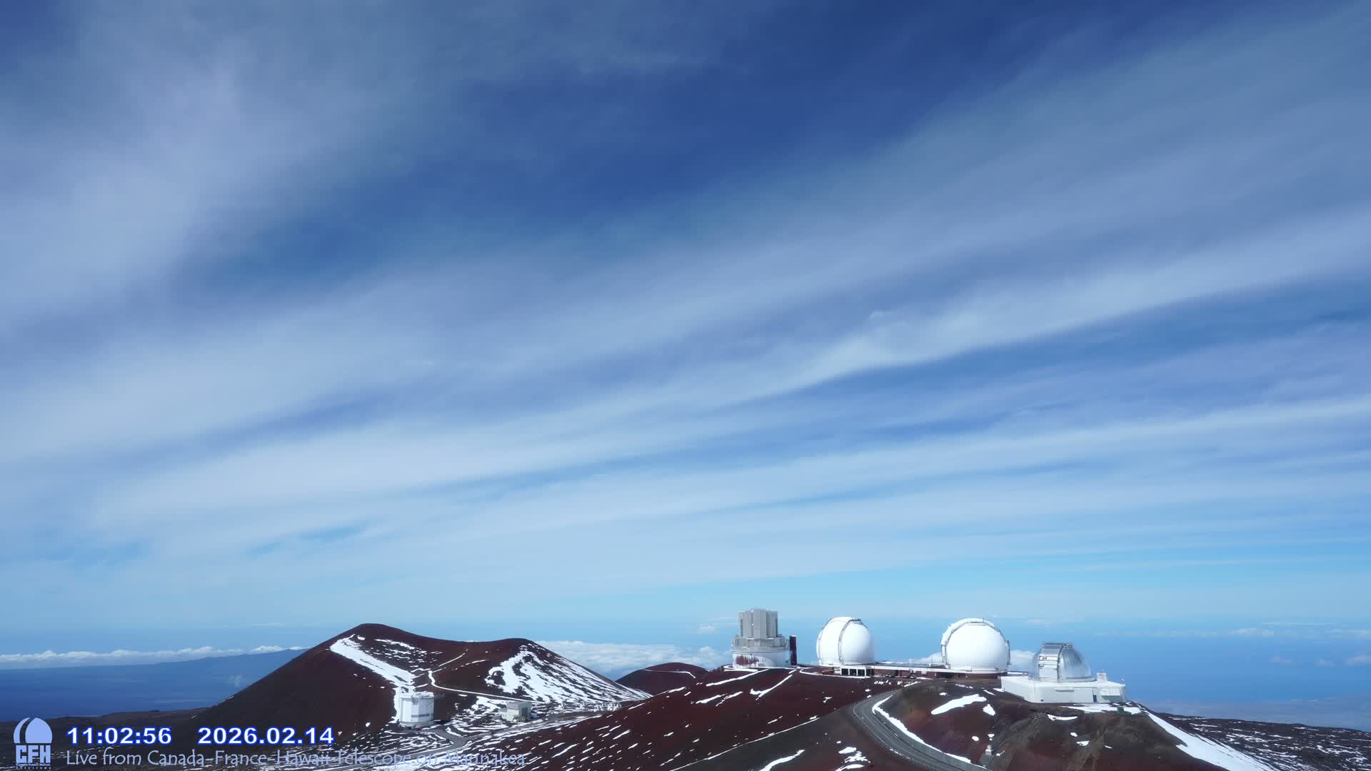 Hawaii , Mauna Kea Volcano & Observatories Center  towards West Live Cam - Mauna Kea Access Road, Hilo, Big Island, Hawaii, USA