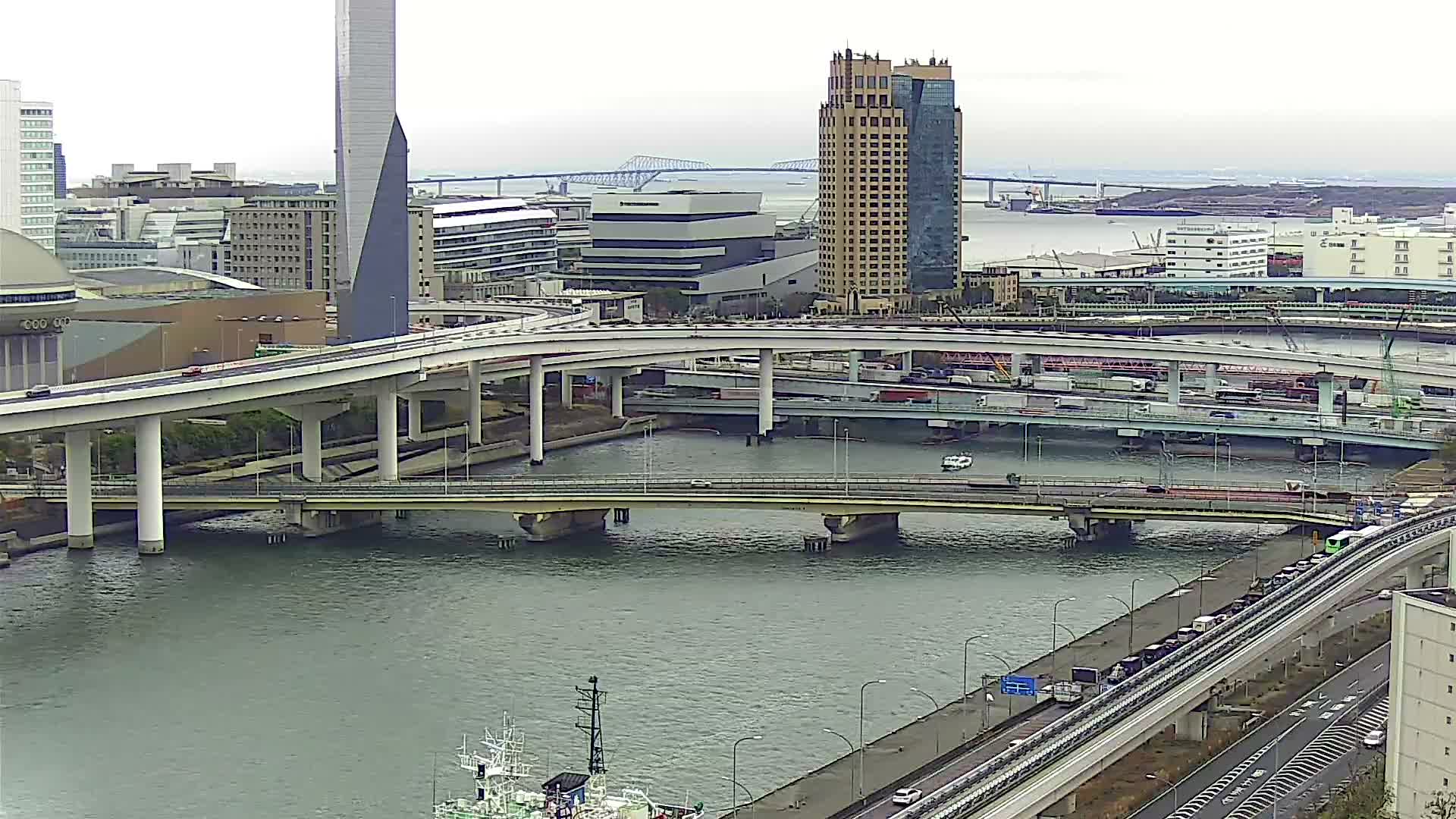 Tokyo, Ariake Island /Tokyo Bay & Tokyo Gate Bridge View ( 東京・有明島・東京湾・東京ゲートブリッジ ) Live Cam - Daiba, Odaiba, Minato-ku, Tokyo, Kantō, Honshu, Japan
