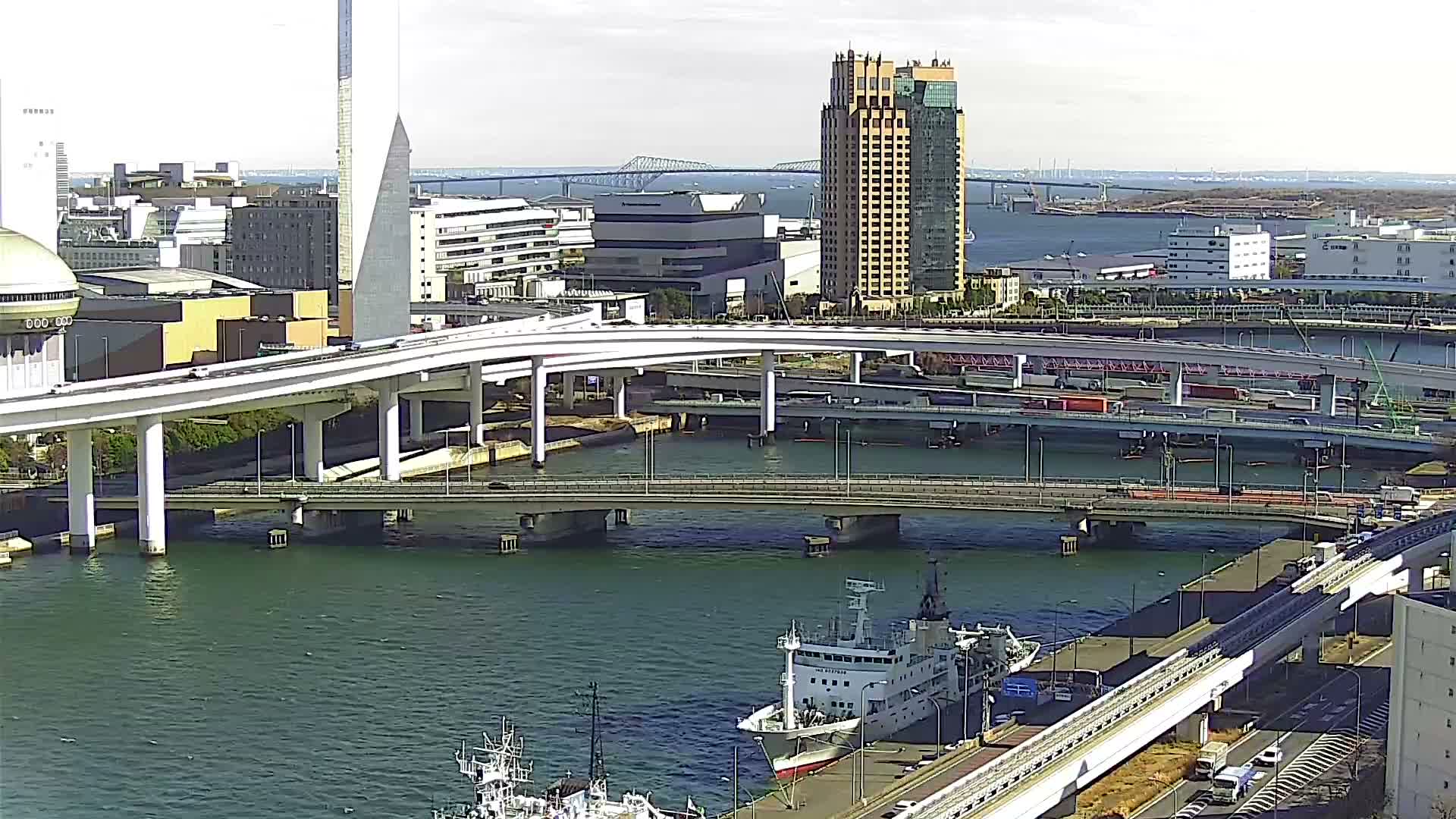 Tokyo, Ariake Island /Tokyo Bay & Tokyo Gate Bridge View ( 東京・有明島・東京湾・東京ゲートブリッジ ) Live Cam - Daiba, Odaiba, Minato-ku, Tokyo, Kantō, Honshu, Japan