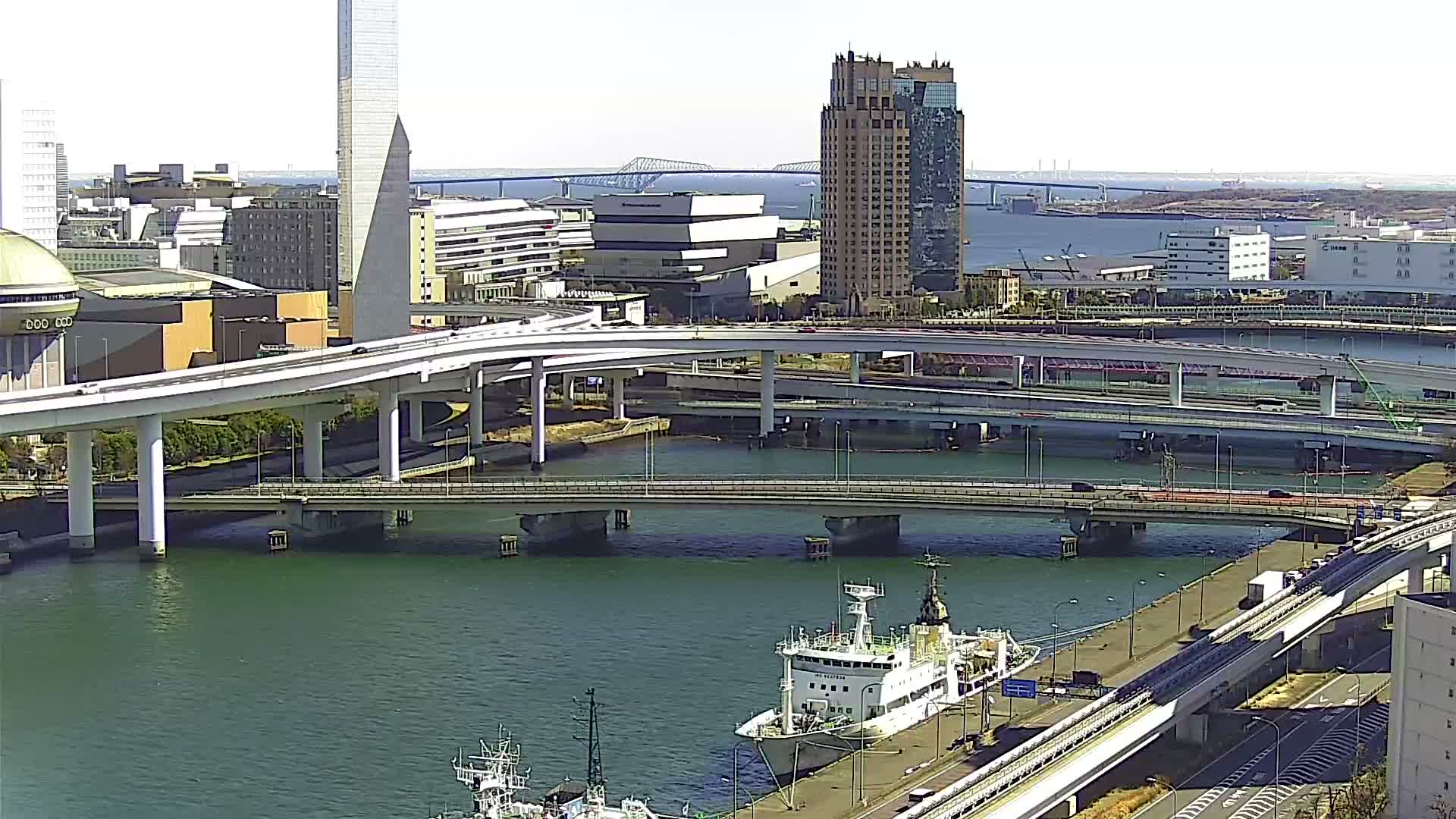 Tokyo, Ariake Island /Tokyo Bay & Tokyo Gate Bridge View ( 東京・有明島・東京湾・東京ゲートブリッジ ) Live Cam - Daiba, Odaiba, Minato-ku, Tokyo, Kantō, Honshu, Japan