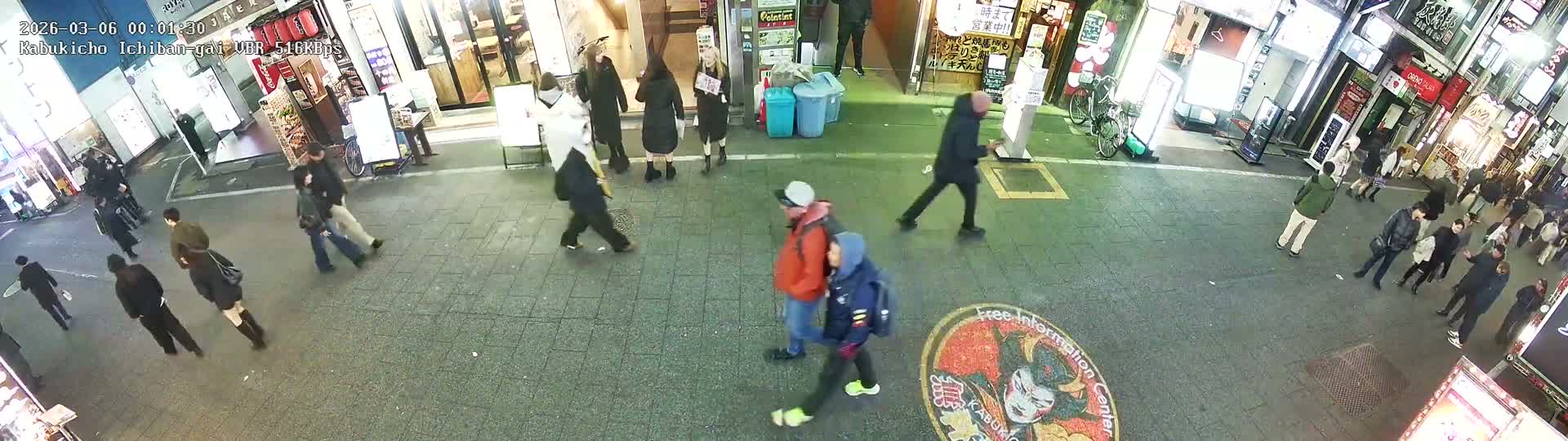 Tokyo, Shinjuku Kabukicho Ichiban-gai Street  (東京 新宿 歌舞伎町一番街通り) Live Cam - Kabukichō, Shinjuku-ku, Tokyo, Kantō, Honshu, Japan